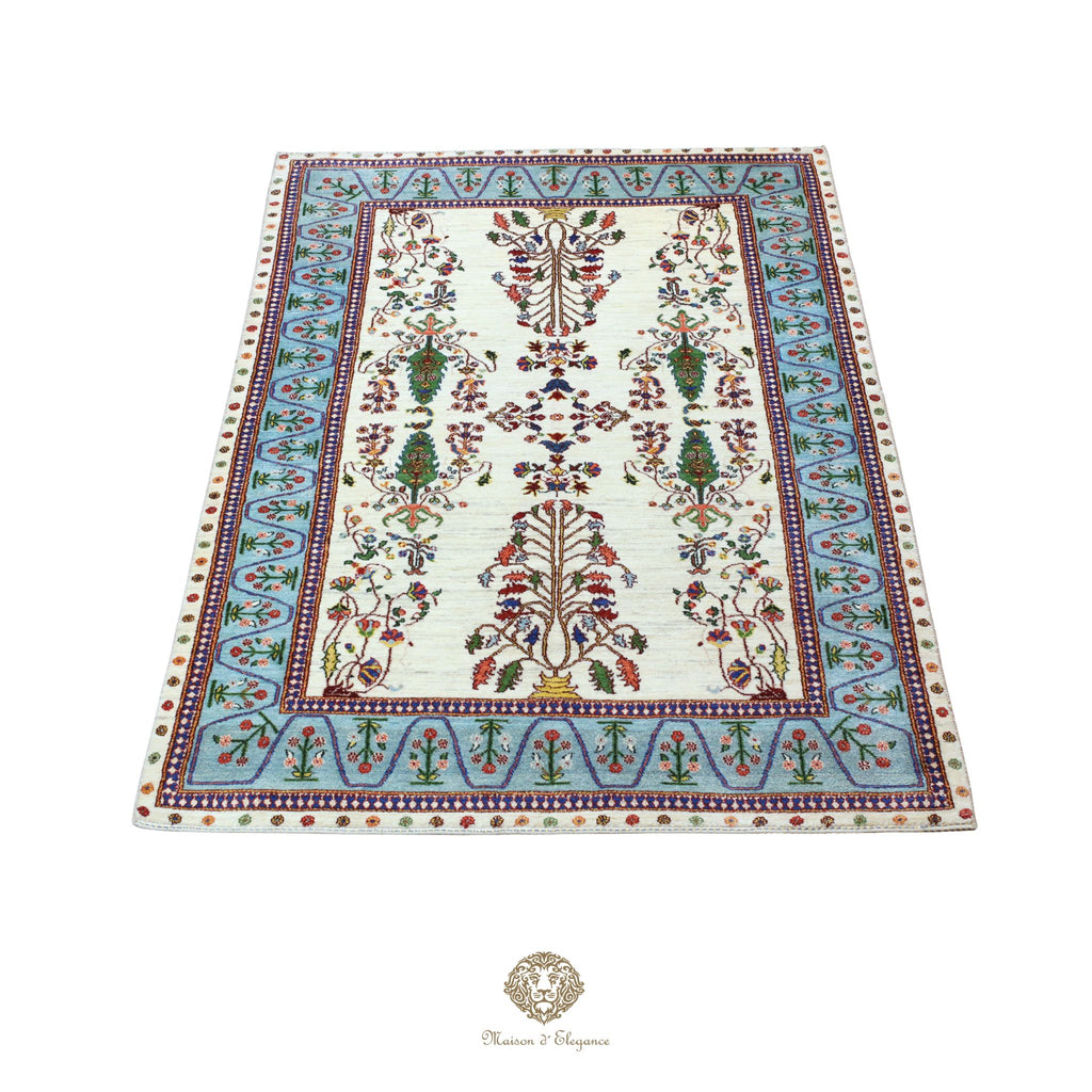 Alfombra persa Trible Fine Kashkuli con tintes naturales | Loribaft de lana hecha a mano 166 x 242 cm