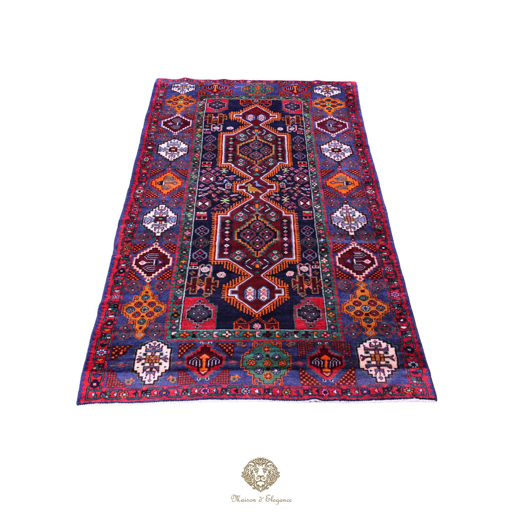 Alfombra persa Hamedan | Diseño tribal de lana teñida natural