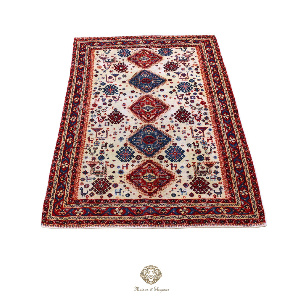 Alfombra persa Trible Fine Kashkuli con tintes naturales | Gabbeh de lana hecha a mano 124 x 199 cm