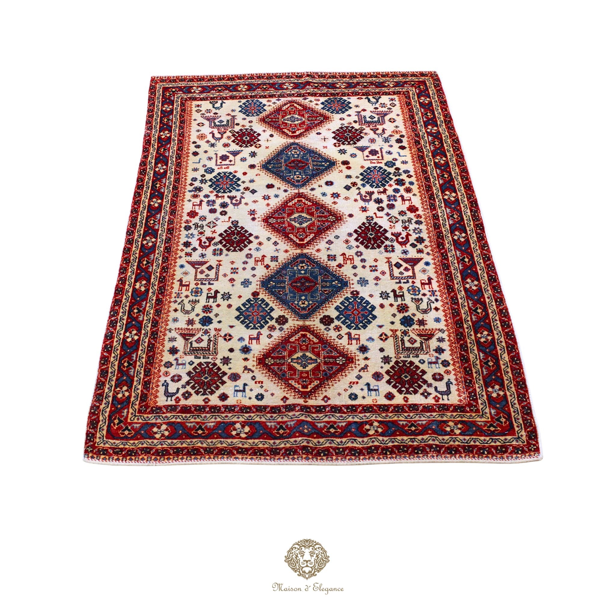 Alfombra persa Trible Fine Kashkuli con tintes naturales | Gabbeh de lana hecha a mano 124 x 199 cm