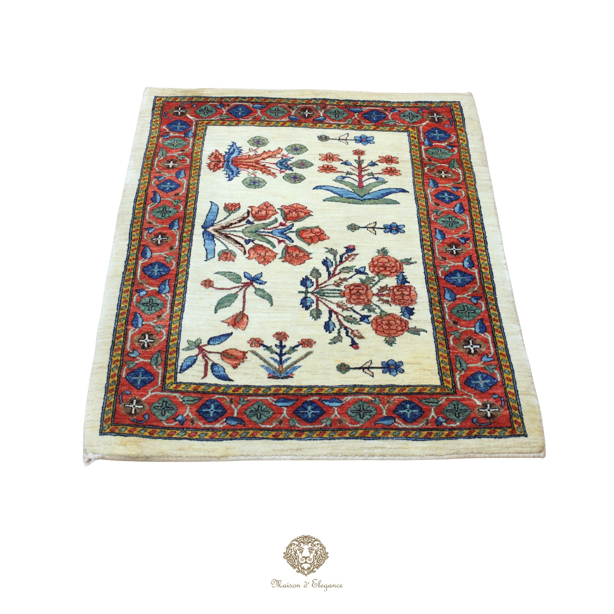 Alfombra persa Trible Fine Kashkuli con tintes naturales | Gabbeh de lana hecha a mano 96 x 131 cm