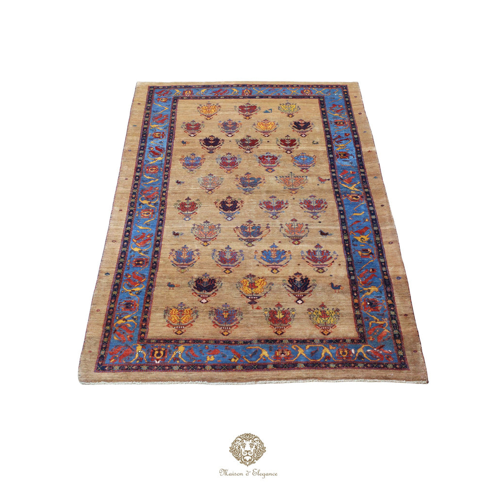 Alfombra persa Trible Fine Kashkuli con tintes naturales | Loribaft de lana hecha a mano 153 x 270 cm