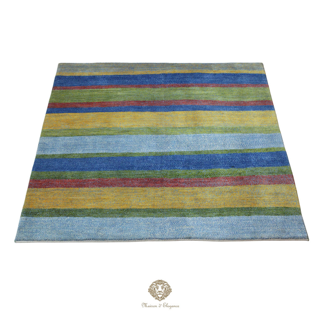 Alfombra persa Kashkuli colorida | Gabbeh de lana hecha a mano 191 x 204 cm