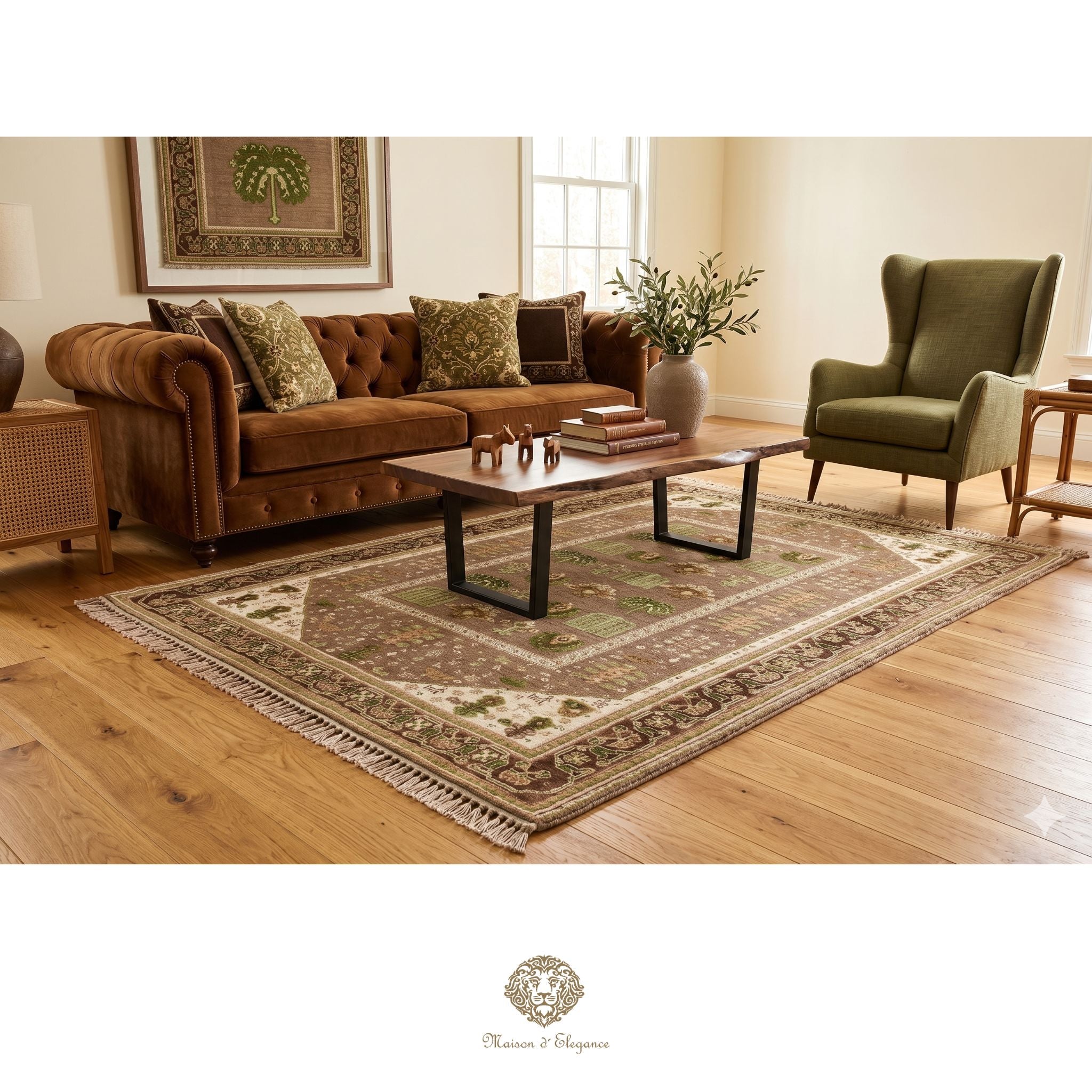 Alfombra persa Kashkuli de tejido plano, kilim bitécnico de lana | Hecha a mano, color natural, 120 x 180 cm
