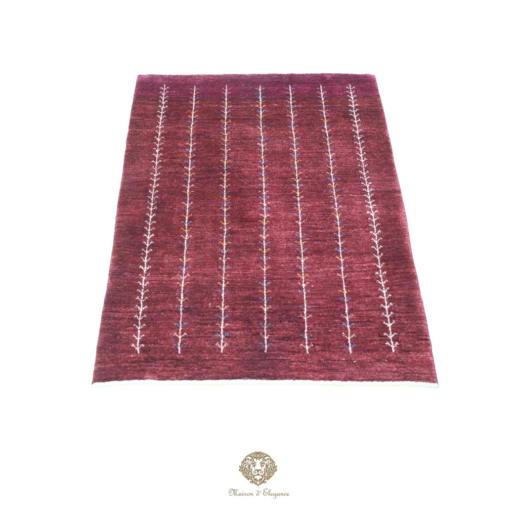 Alfombra persa Kashkuli rojo tribal naturale color | Gabbeh de lana hecha a mano 84 x 125 cm