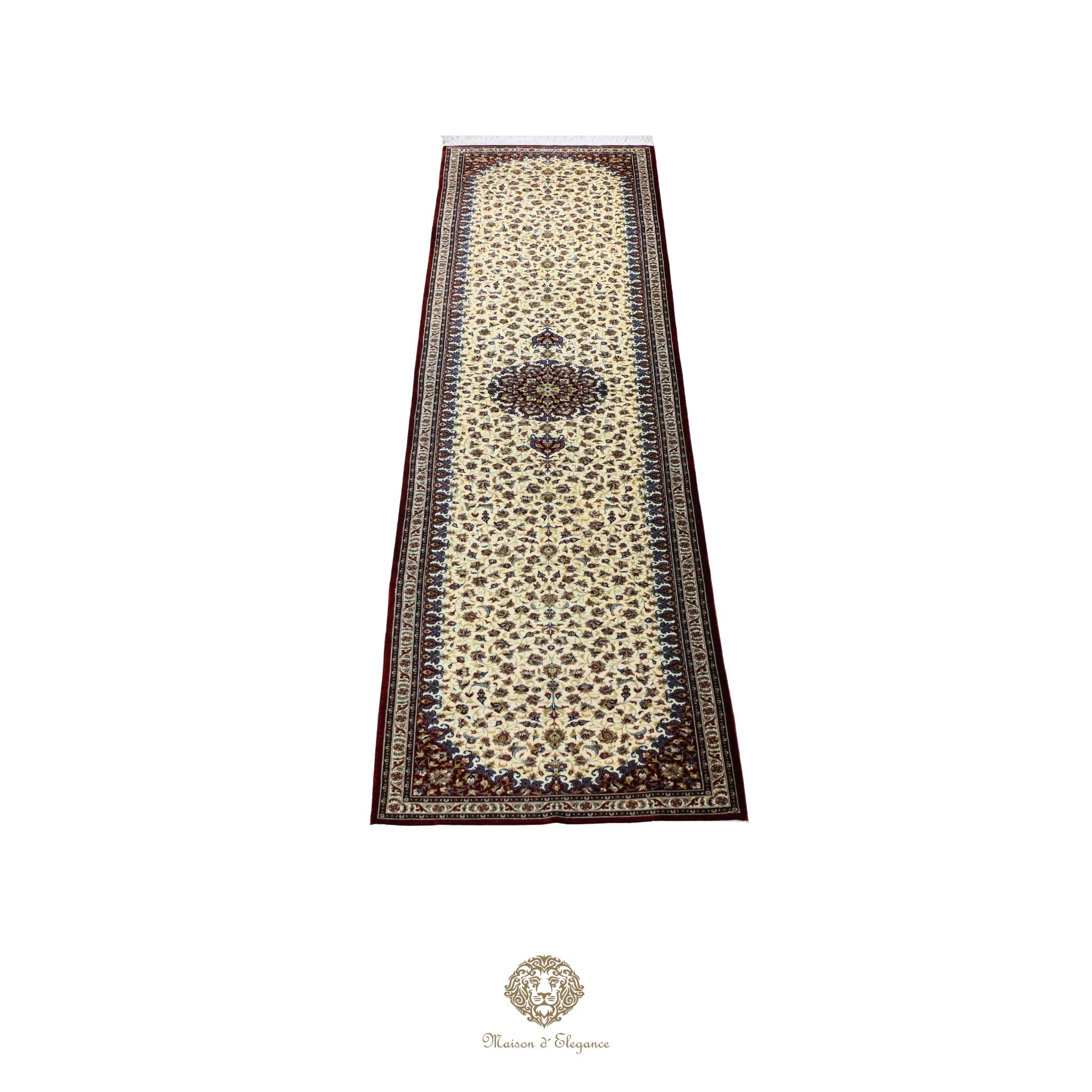 Alfombra persa de seda pura superfina, anudada a mano, teñida con tintes naturales, | obra maestra, firmada, 71 x 312 cm
