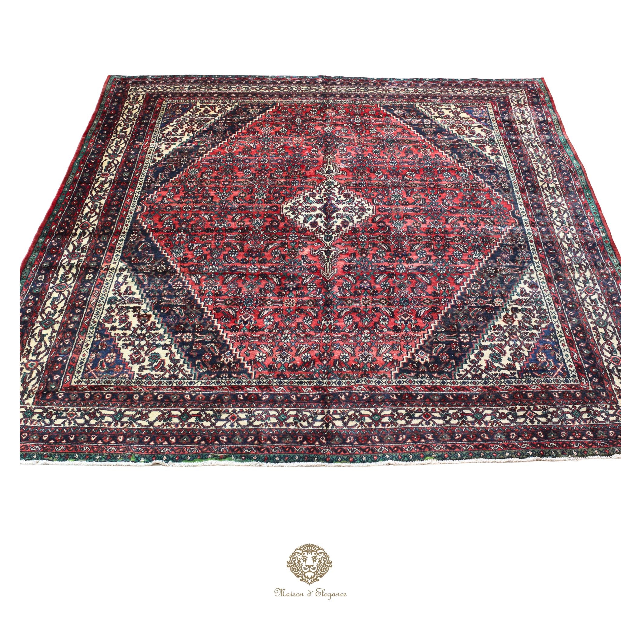 Alfombra Hamedan Lana Centro Geométrico Persa Tradicional | diseño de medallón hecho a mano 322 x 395 cm