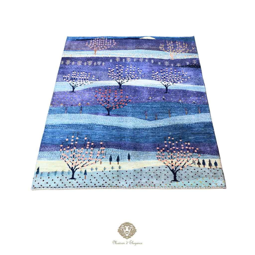 Alfombra persa Kashkuli azul | Gabbeh de lana hecha a mano 168 x 243 cm