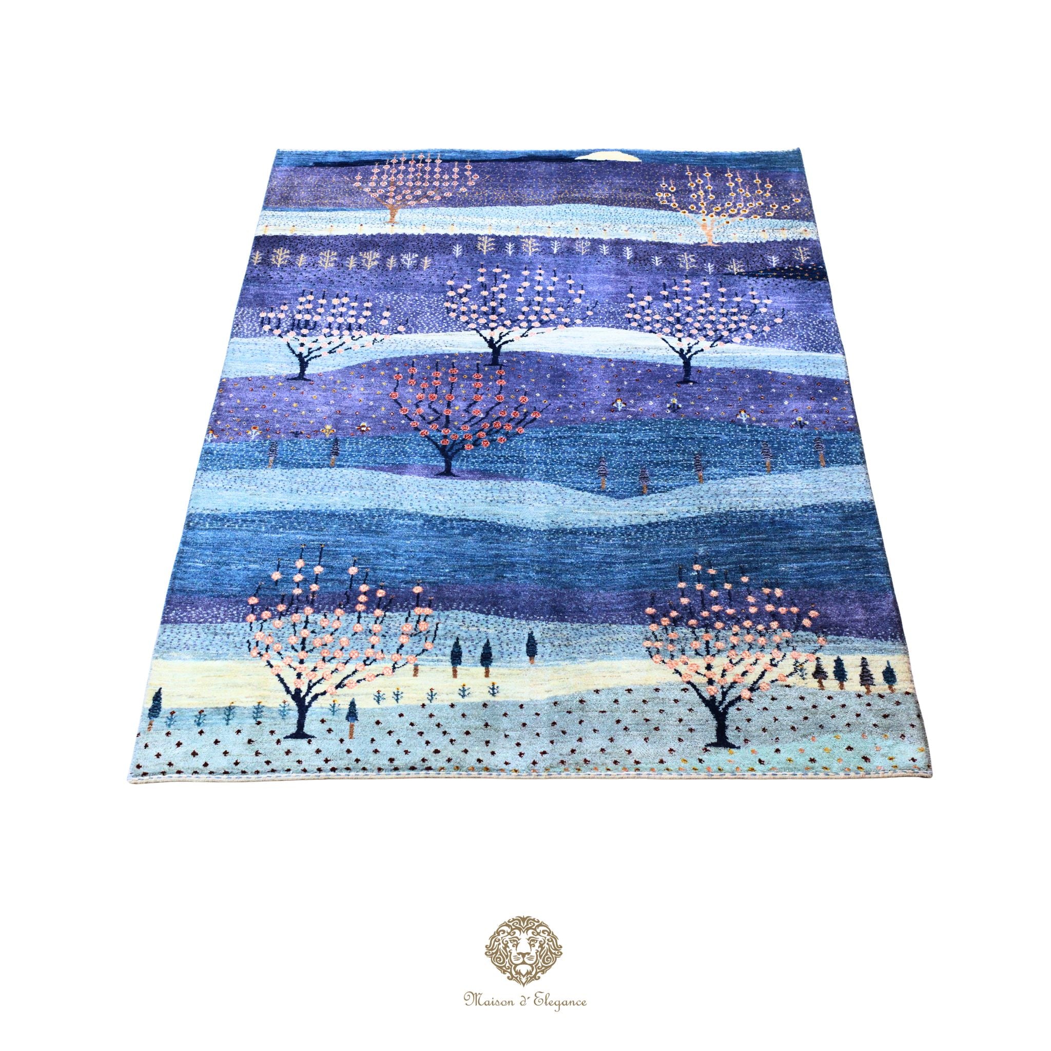 Alfombra persa Kashkuli azul | Gabbeh de lana hecha a mano 168 x 243 cm