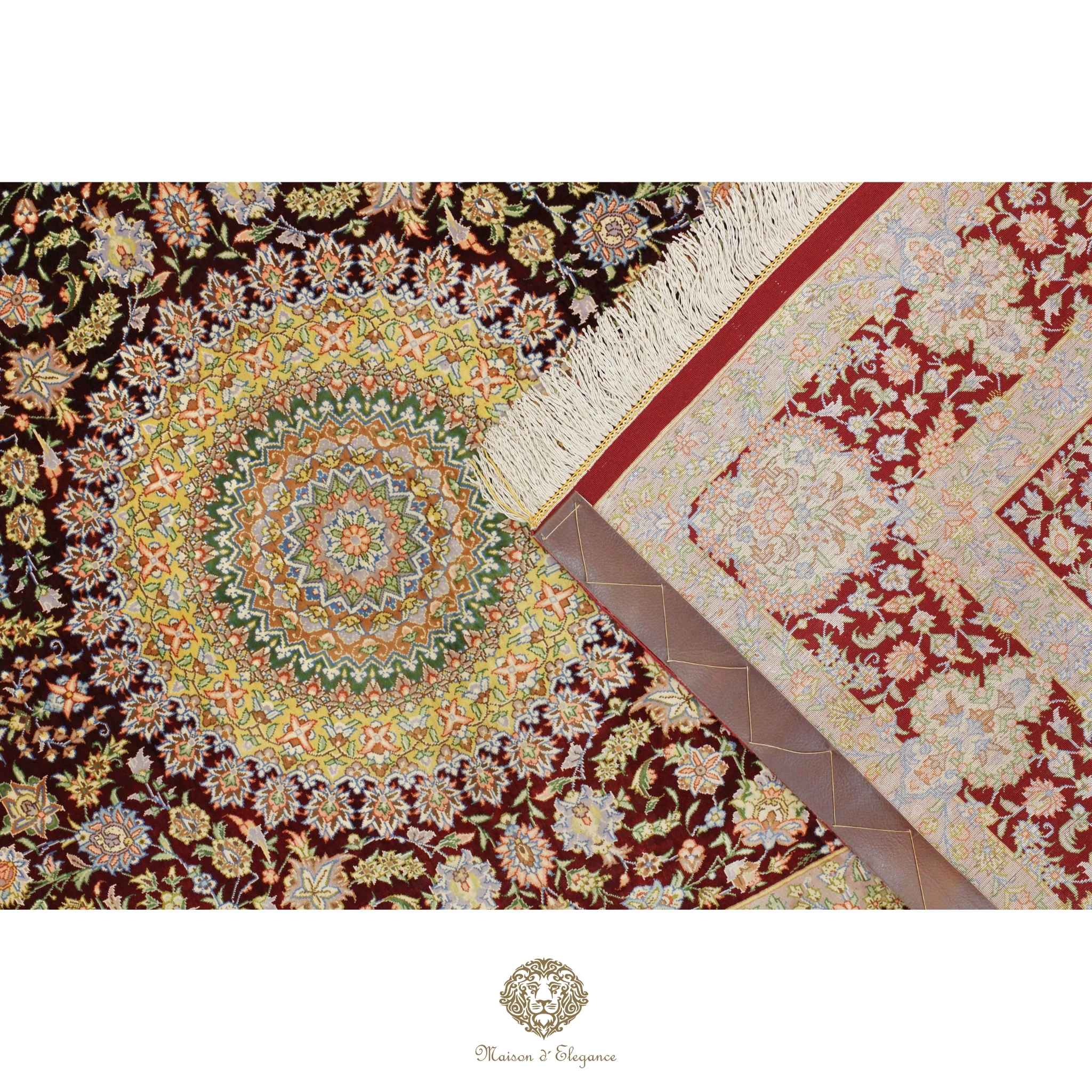 Pure Silk Persian Rug - Hand-Knotted Natural Dyed Masterpiece Signed