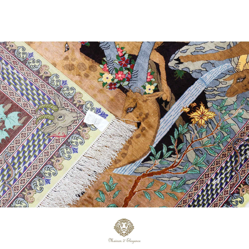 Alfombra persa exclusiva de seda pura, anudada a mano, teñida de forma natural, obra maestra de alta gama, firmada, 99x157 cm