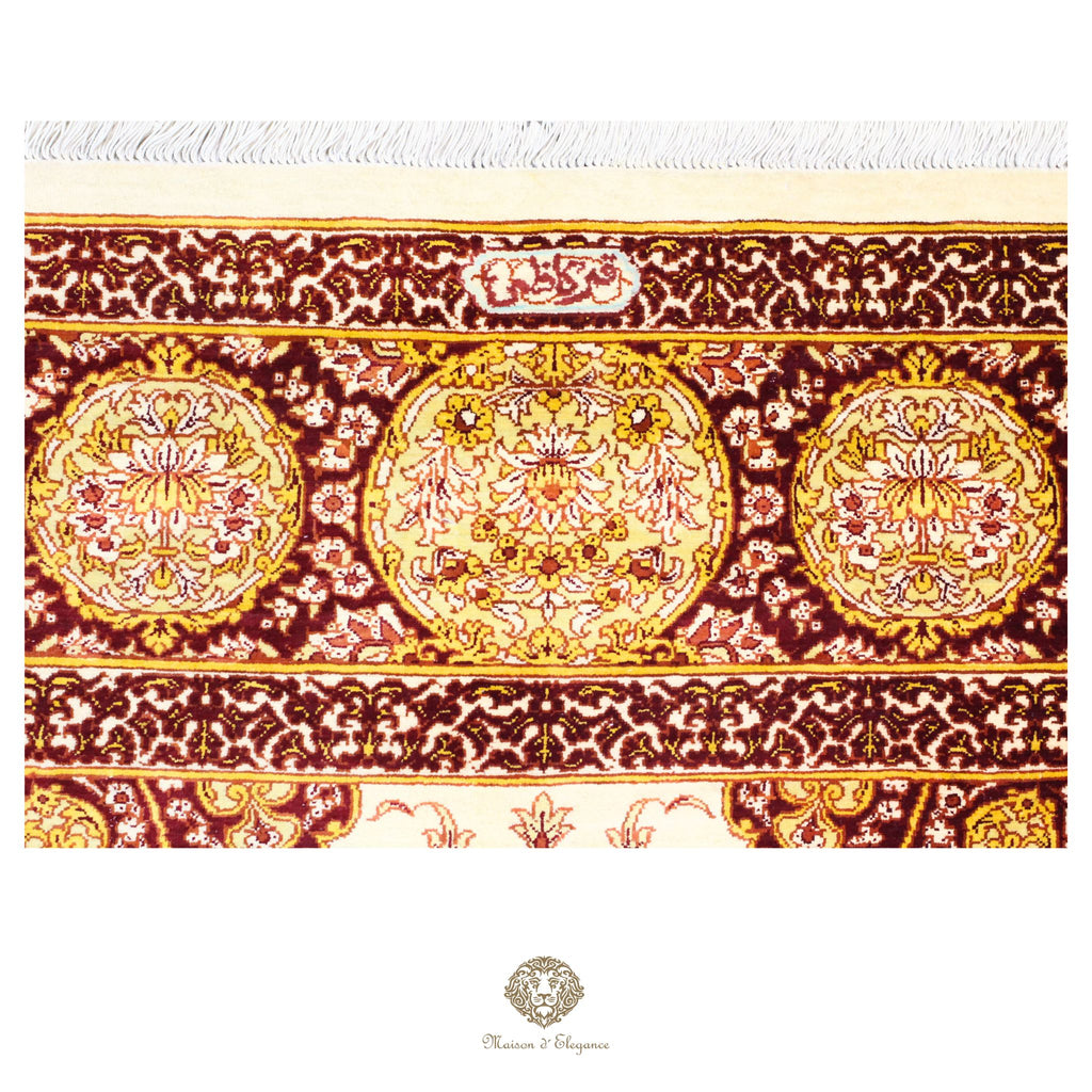 Alfombra persa exclusiva de seda pura, anudada a mano, teñida de forma natural | obra maestra de alta gama, firmada, 135 x 210 cm