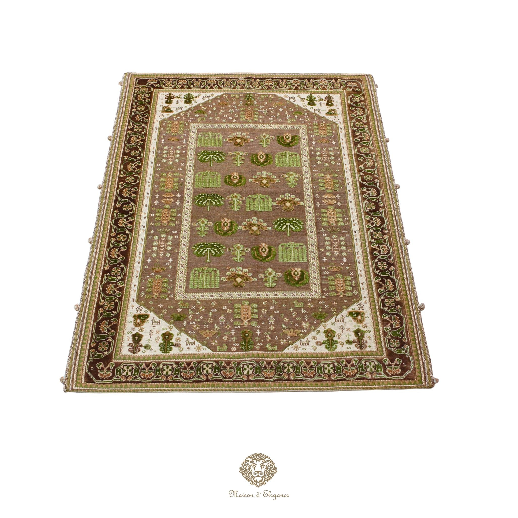 Alfombra persa Kashkuli de tejido plano, kilim bitécnico de lana | Hecha a mano, color natural, 120 x 180 cm