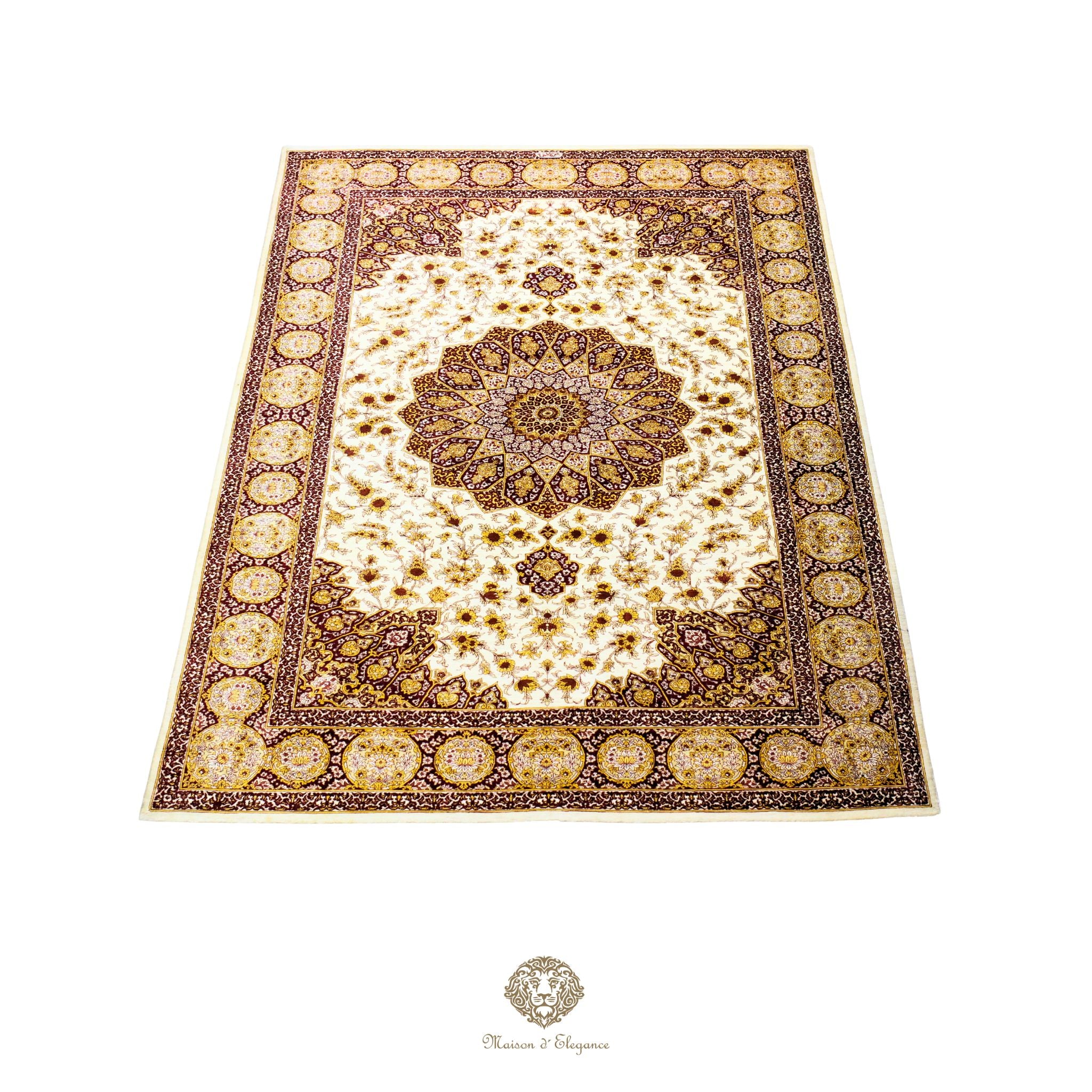 Alfombra persa exclusiva de seda pura, anudada a mano, teñida de forma natural | obra maestra de alta gama, firmada, 135 x 210 cm