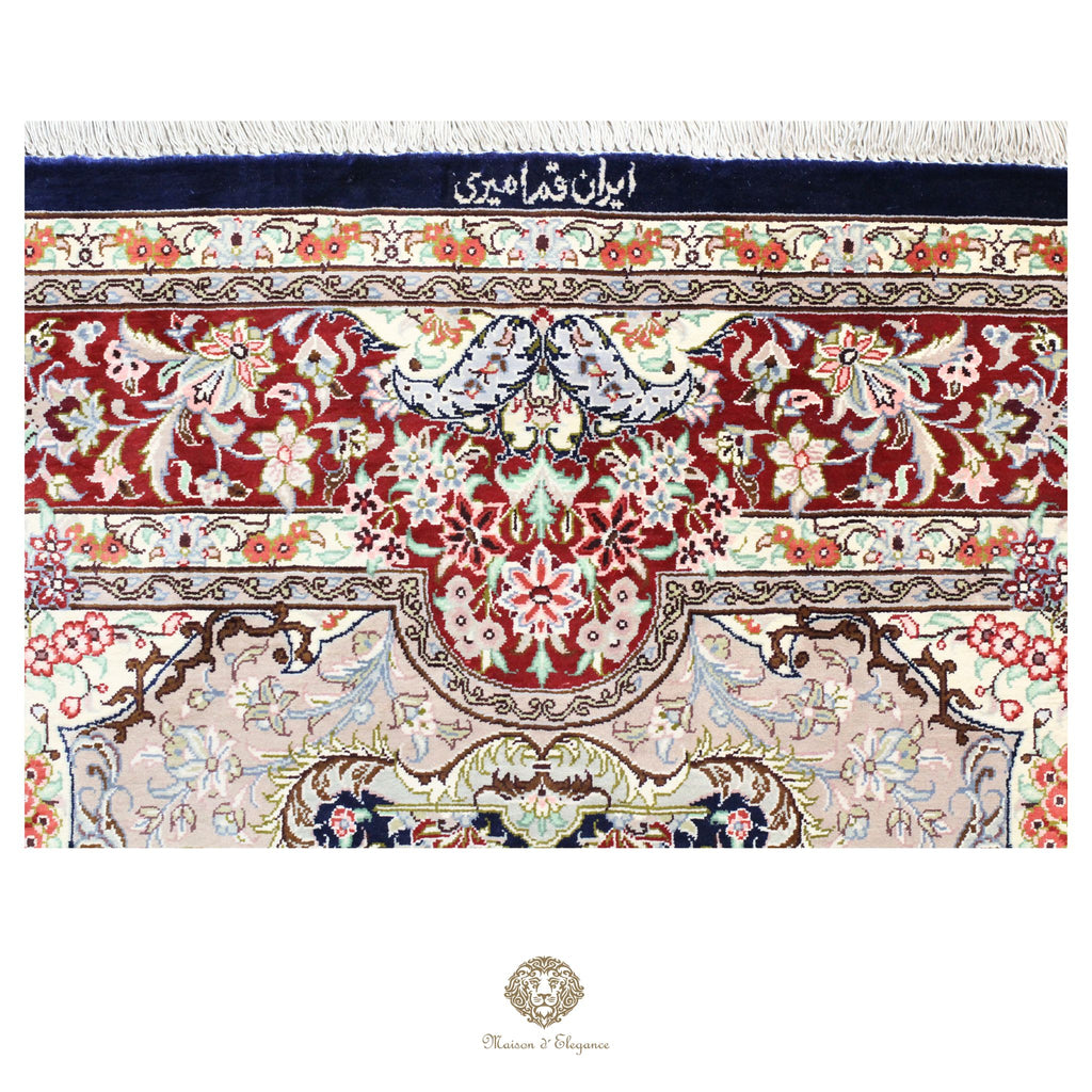 Alfombra persa exclusiva de seda pura, anudada a mano, teñida de forma natural | obra maestra de alta gama, firmada, 100 x 155 cm