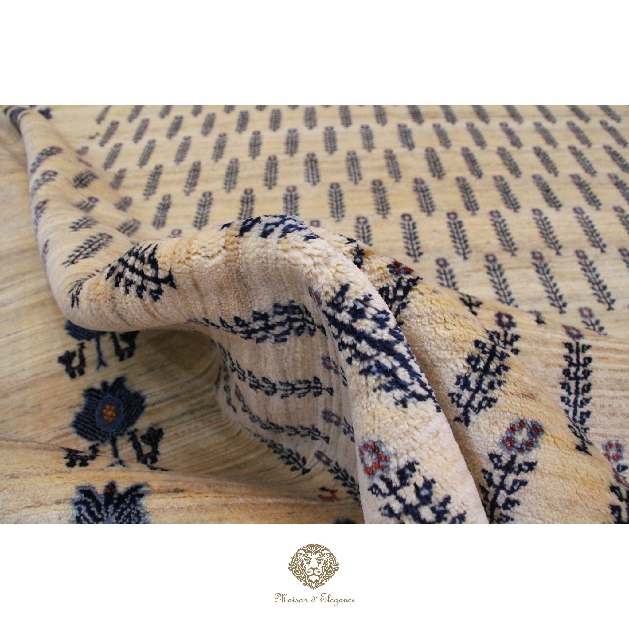 Lujosa alfombra persa de lana Qashqai hecha a mano: diseño tradicional de cachemira, colección Zollanvari