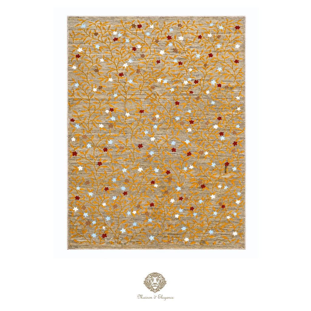Kilim única moderna Tejido a Mano | Alfombra Plana de Lana y Seda con Tintes Naturales 215x301 cm