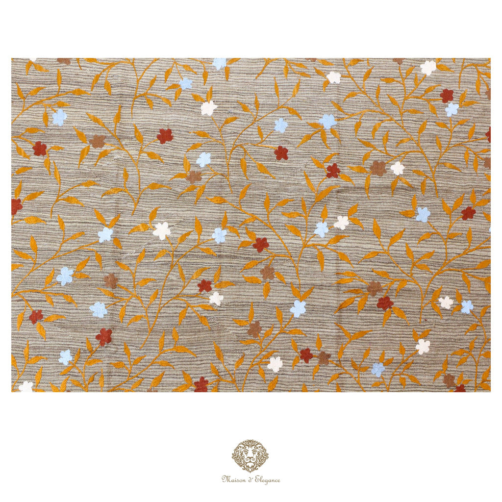 Kilim única moderna Tejido a Mano | Alfombra Plana de Lana y Seda con Tintes Naturales 215x301 cm