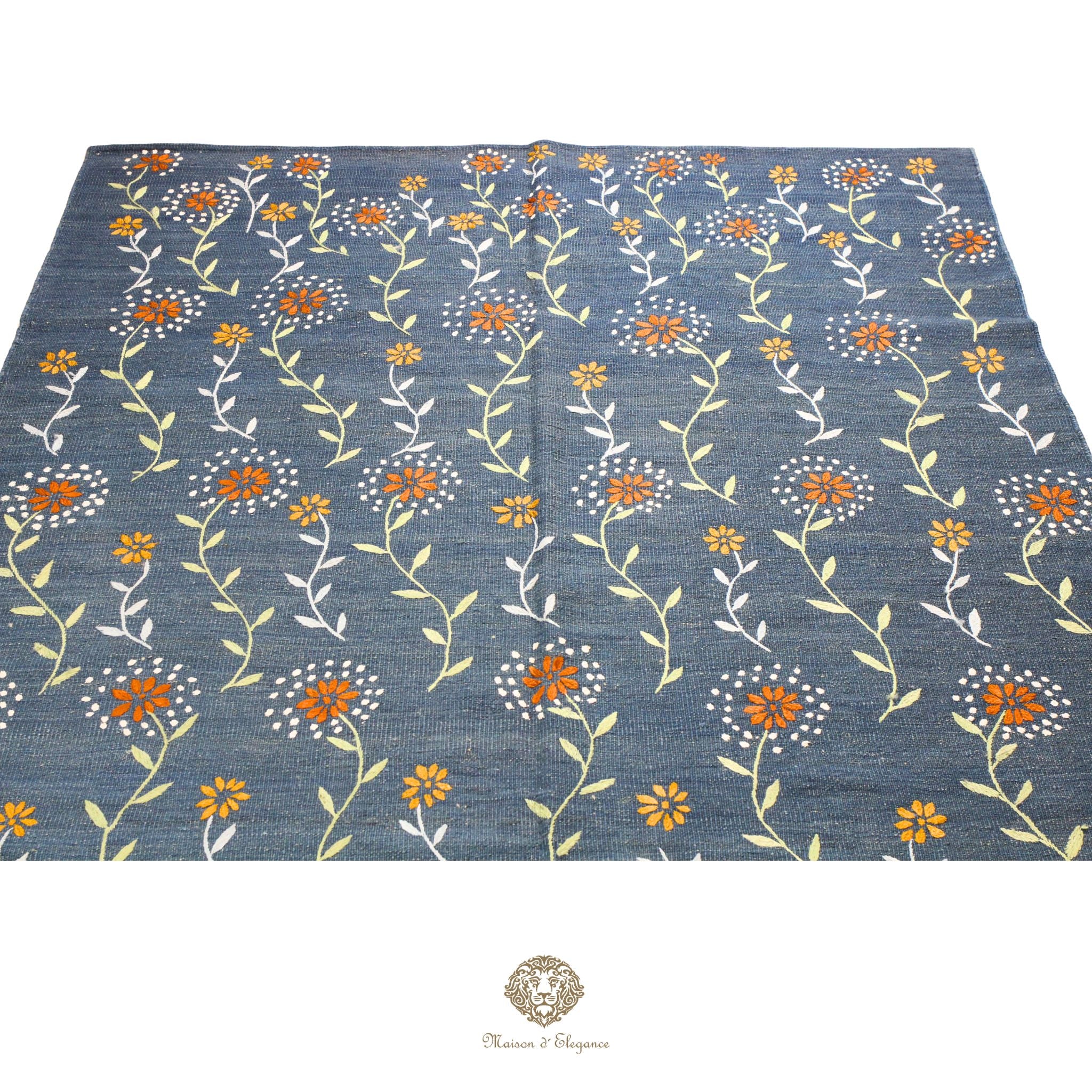 Kilim única moderna Tejido a Mano | Alfombra Plana de Lana y Seda con Tintes Naturales 170x227 m