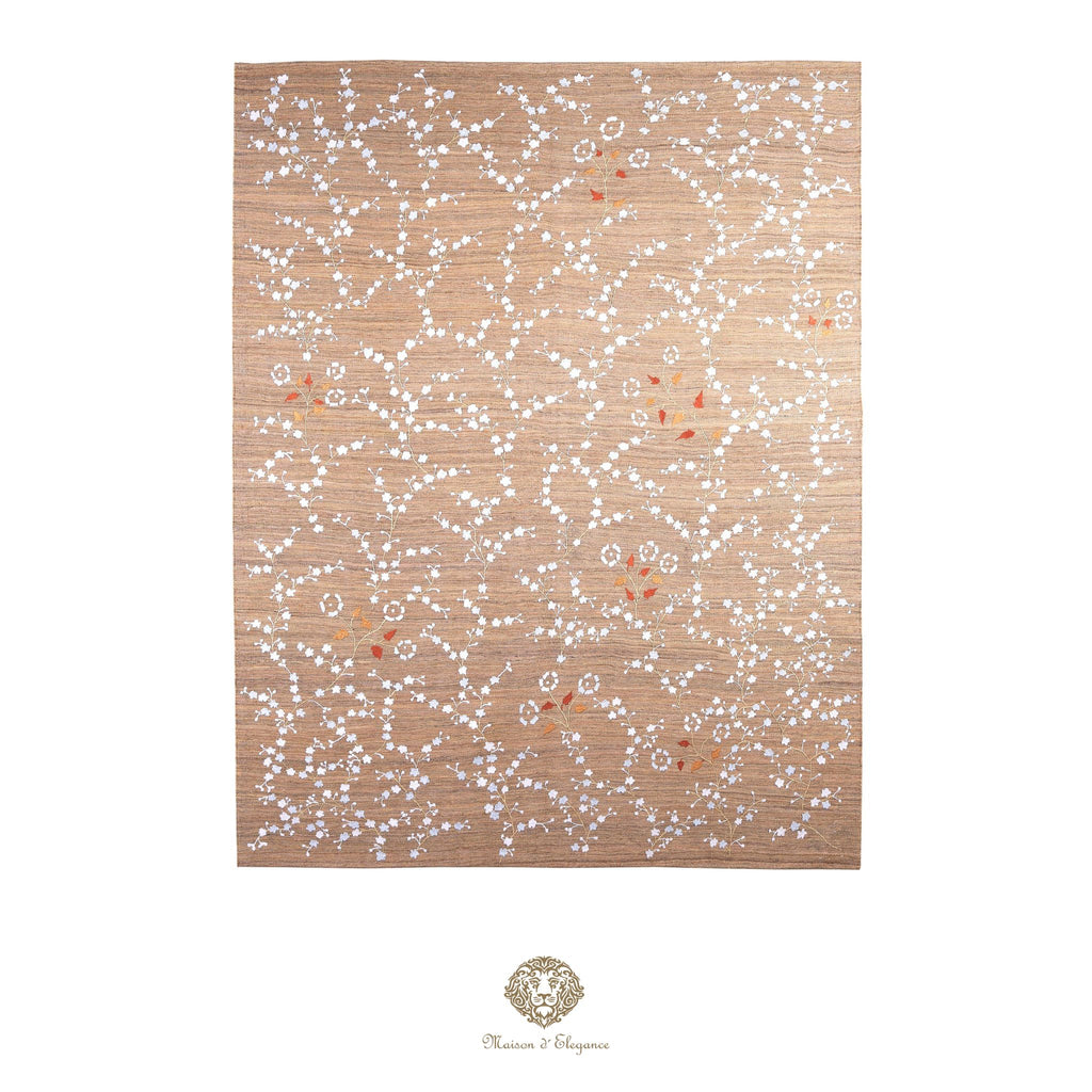 Kilim única moderna Tejido a Mano | Alfombra Plana de Lana y Seda con Tintes Naturales 215x278 cm