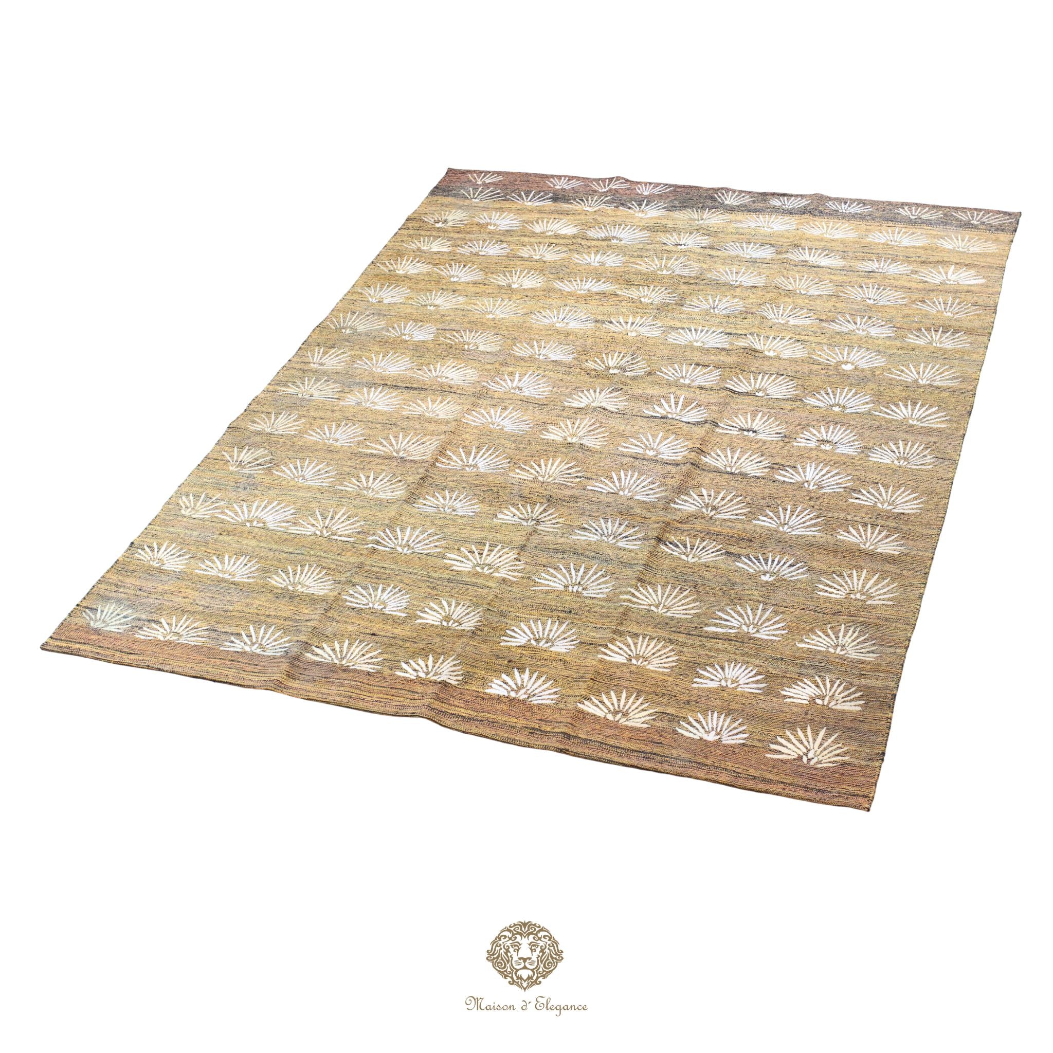 Kilim única moderna Tejido a Mano | Alfombra Plana de Lana y Seda con Tintes Naturales 232x307 cm