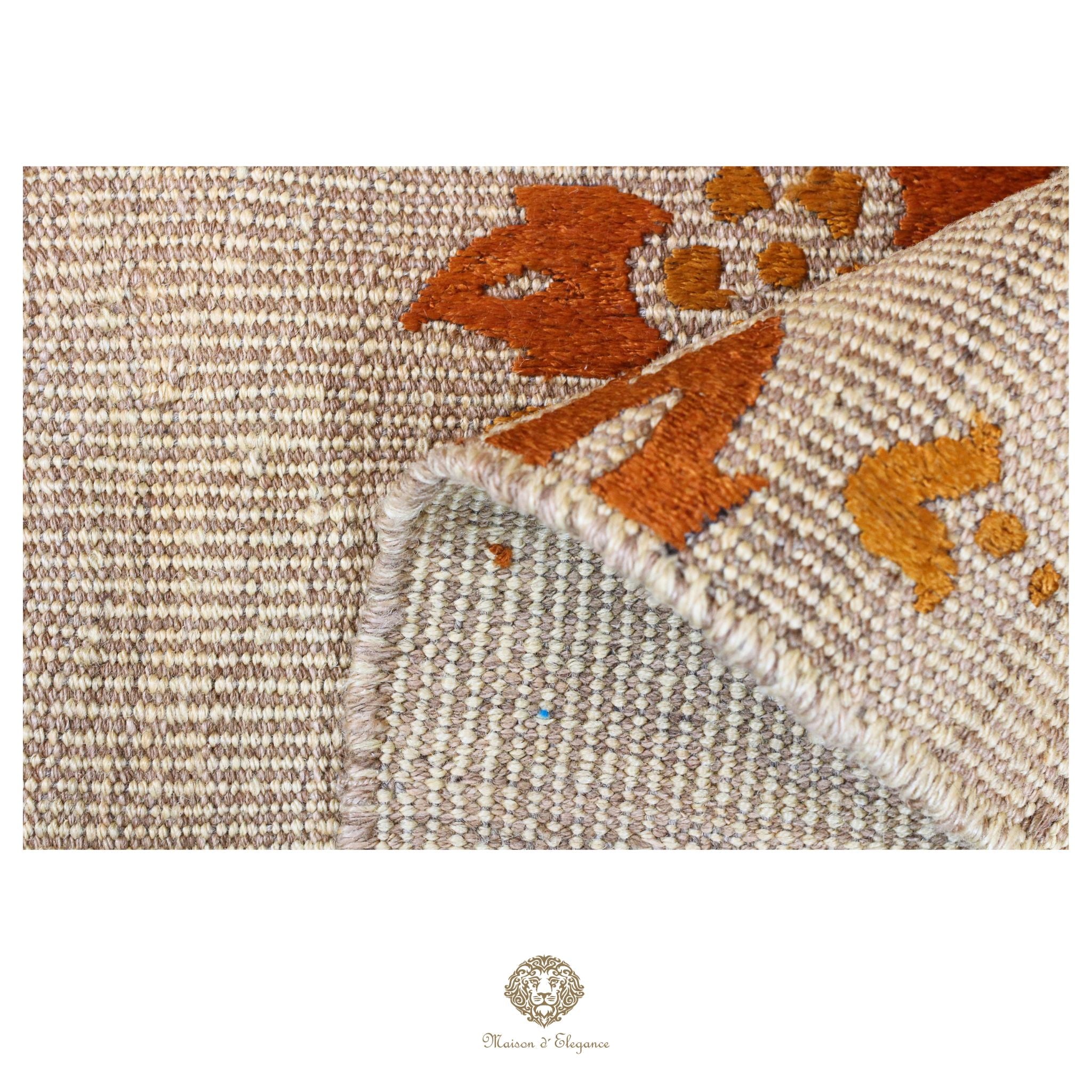Kilim única moderna Tejido a Mano | Alfombra Plana de Lana y Seda con Tintes Naturales 207x298 cm