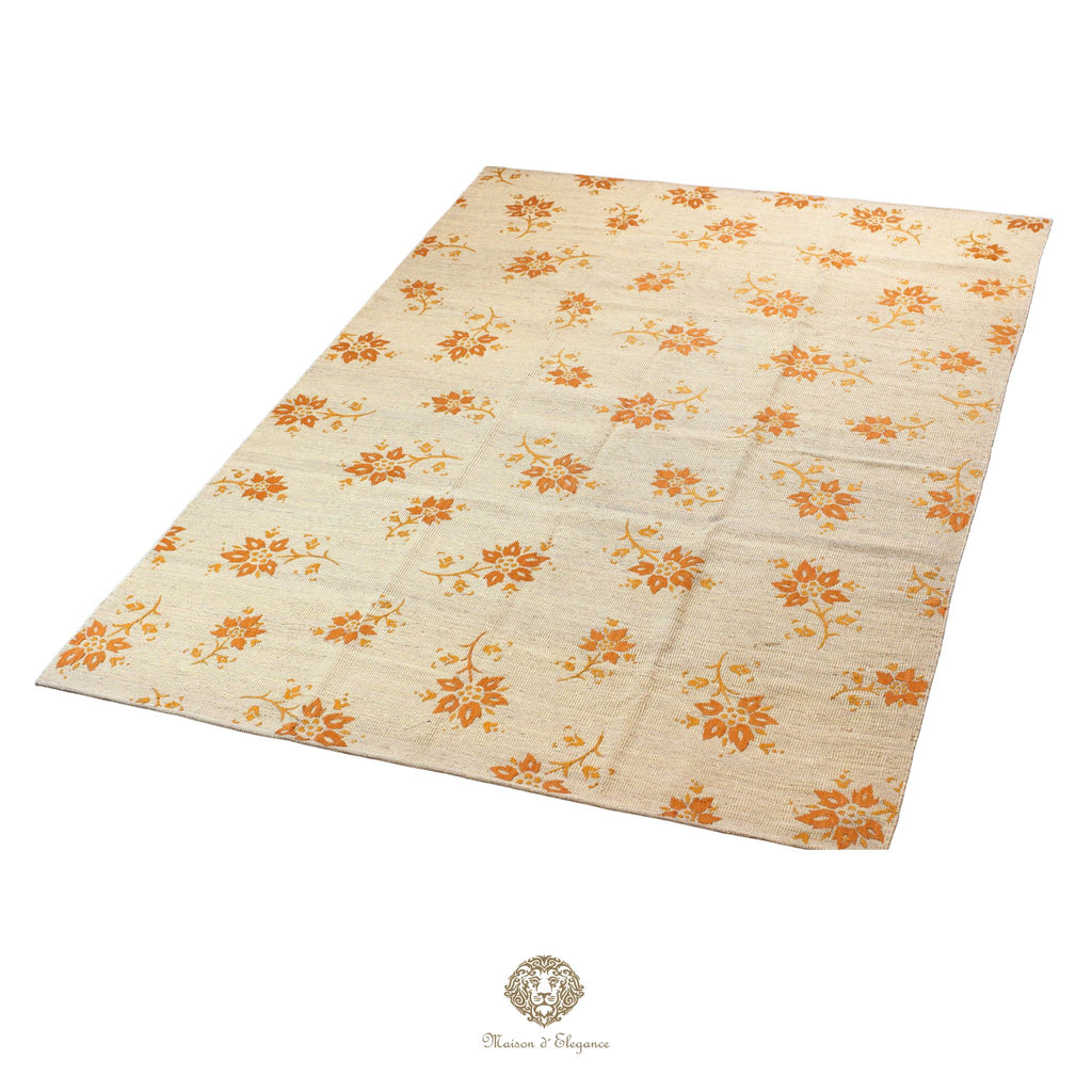 Kilim única moderna Tejido a Mano | Alfombra Plana de Lana y Seda con Tintes Naturales 207x298 cm