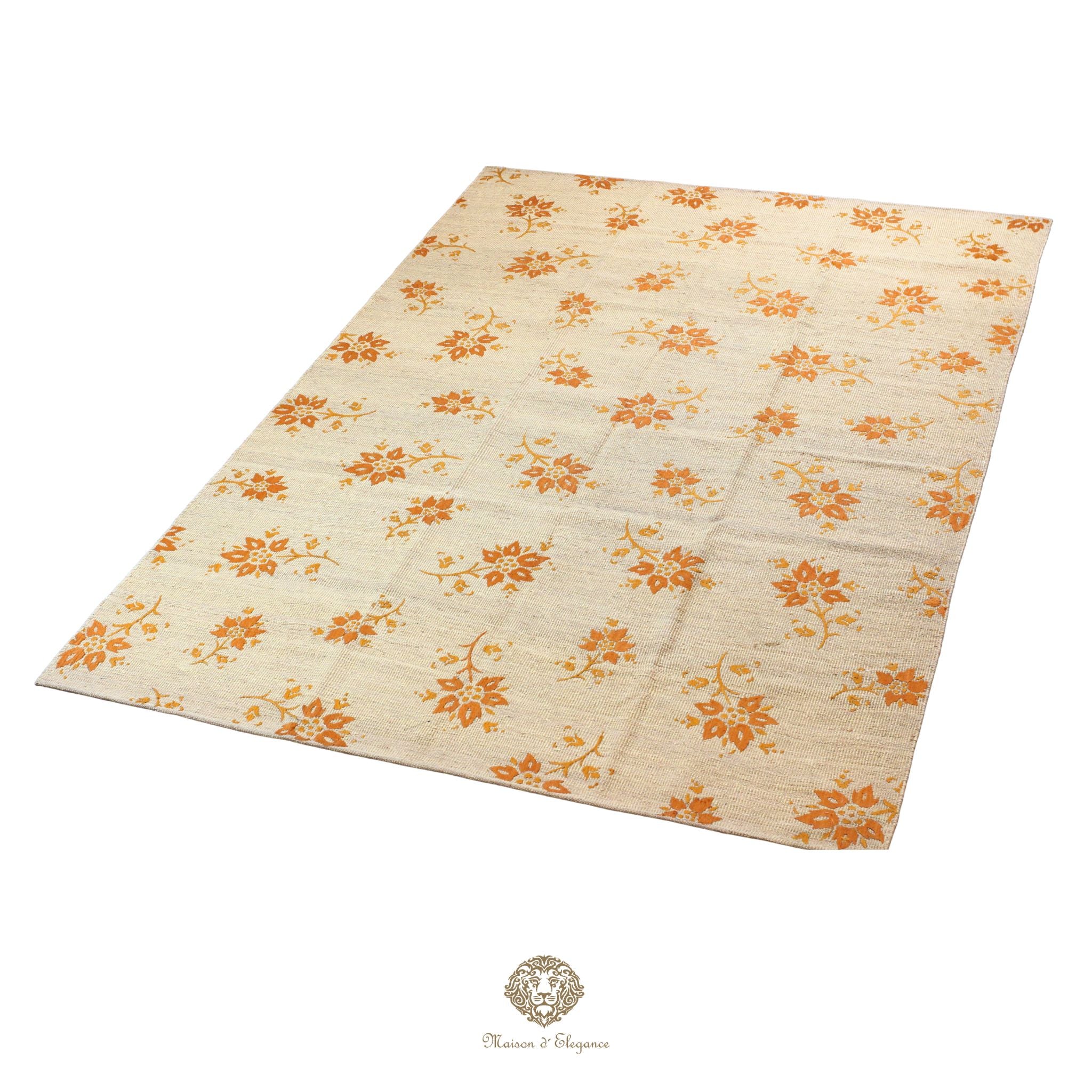 Kilim única moderna Tejido a Mano | Alfombra Plana de Lana y Seda con Tintes Naturales 207x298 cm
