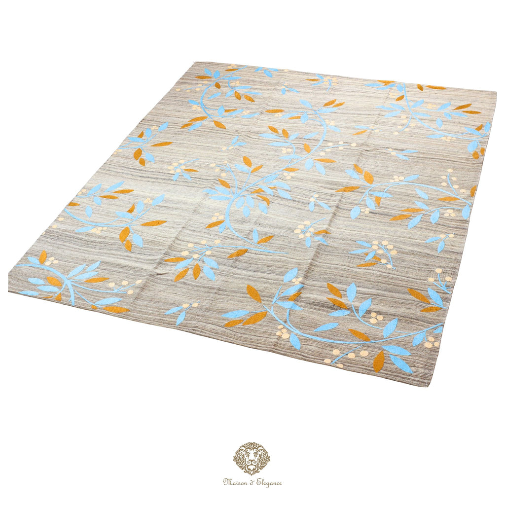Decorative mat with floral pattern on a beige background
