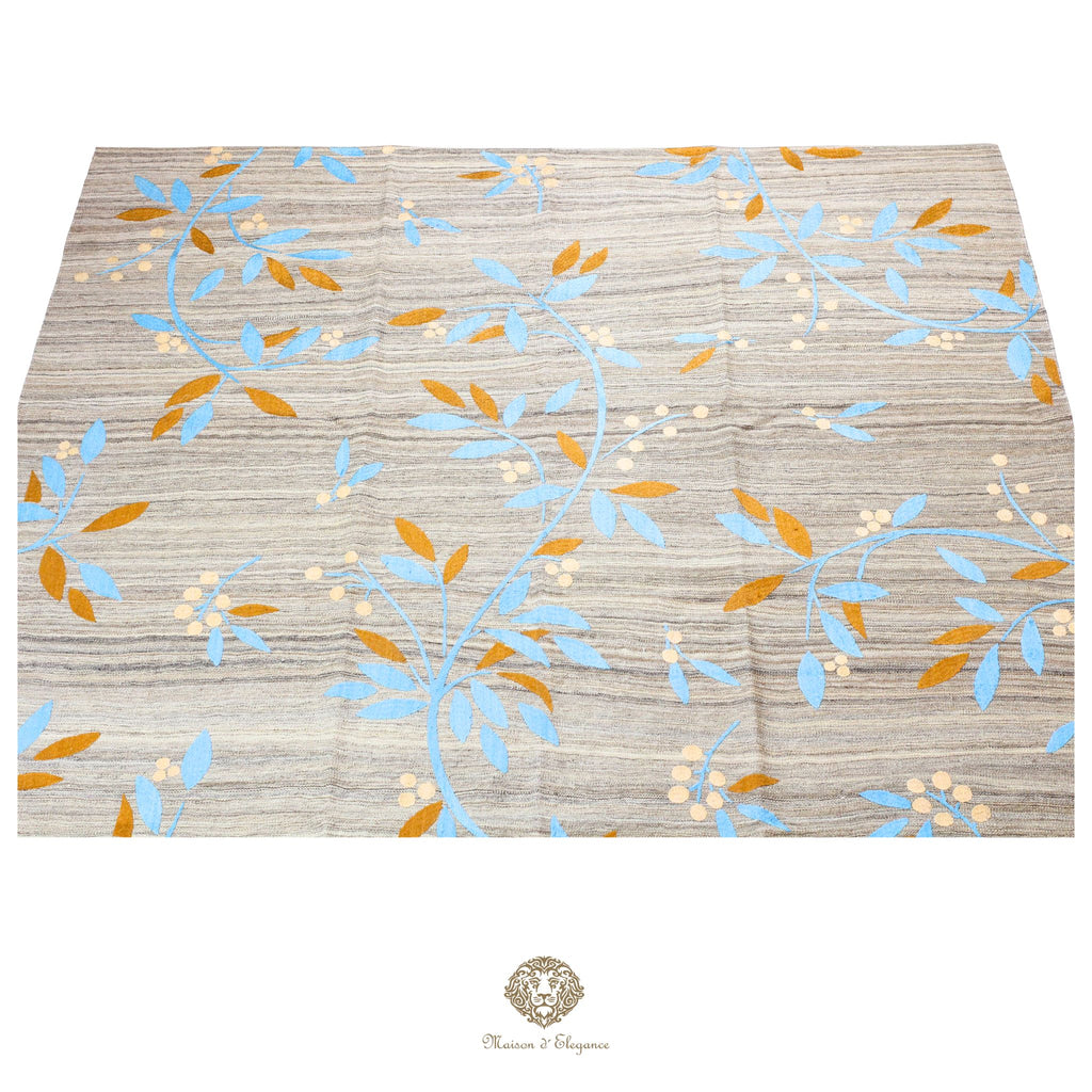 Placemat with floral pattern on a wooden texture background