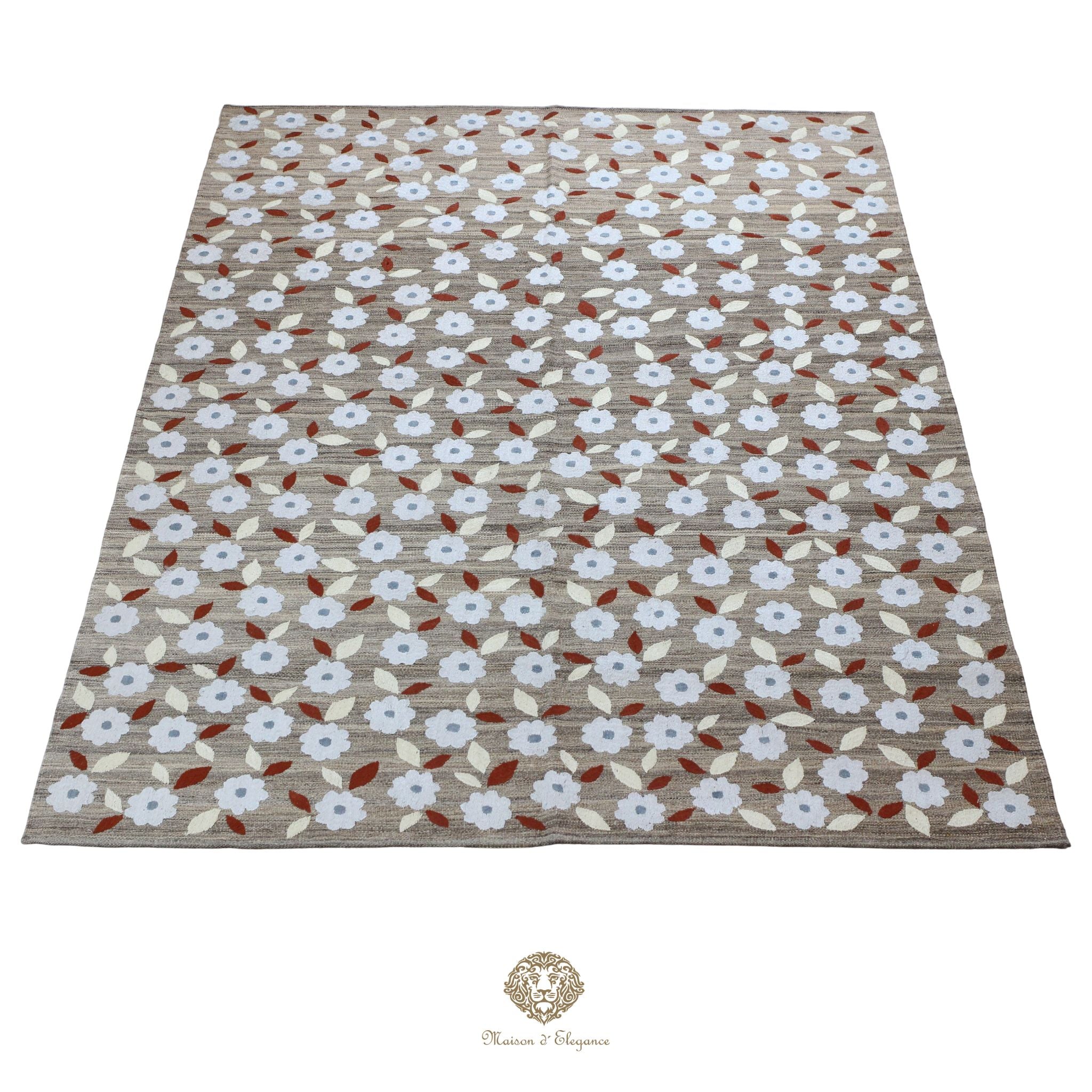 Kilim única moderna Tejido a Mano | Alfombra Plana de Lana y Seda con Tintes Naturales 175x244 cm