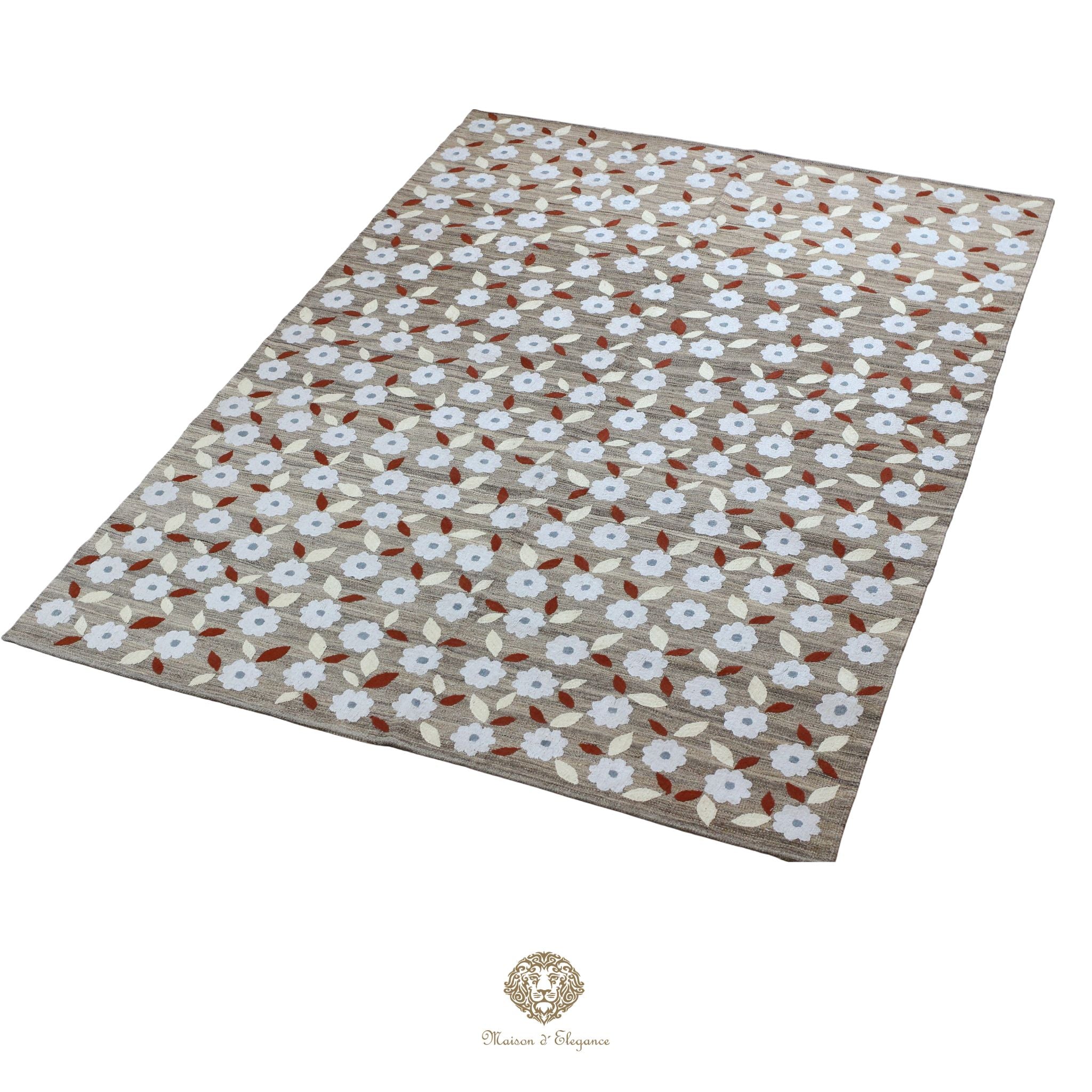 Floral patterned rug on a white background