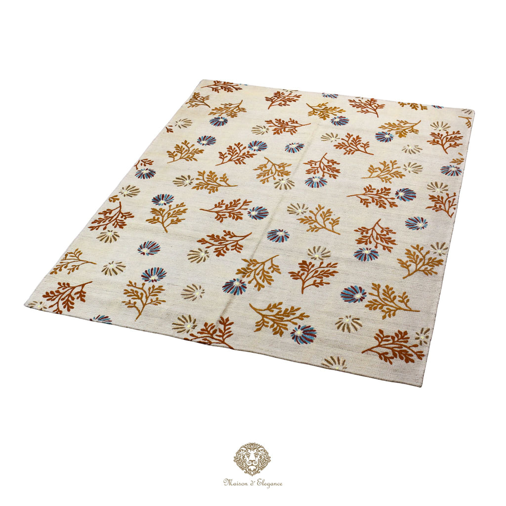 Floral patterned rug on a white background