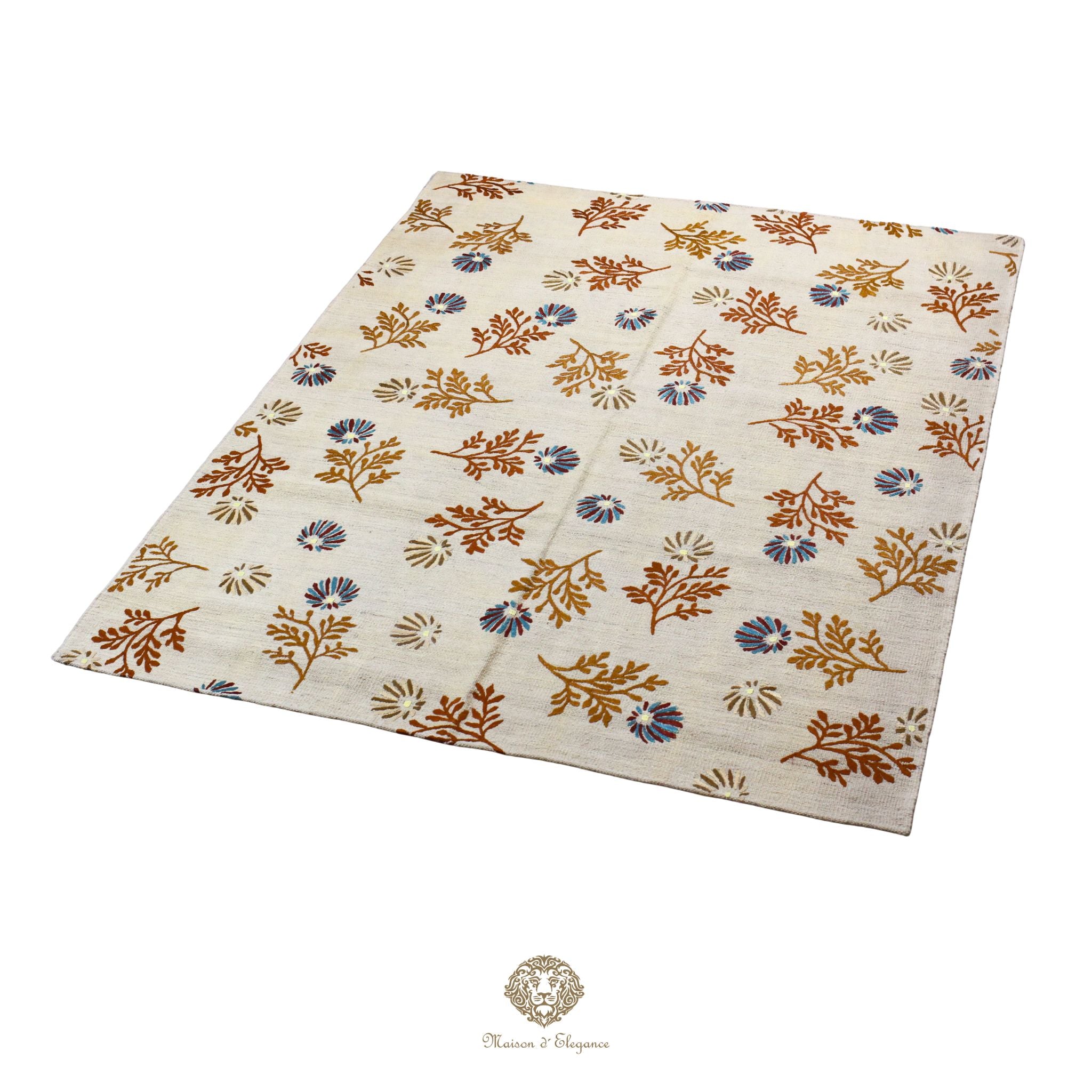 Floral patterned rug on a white background