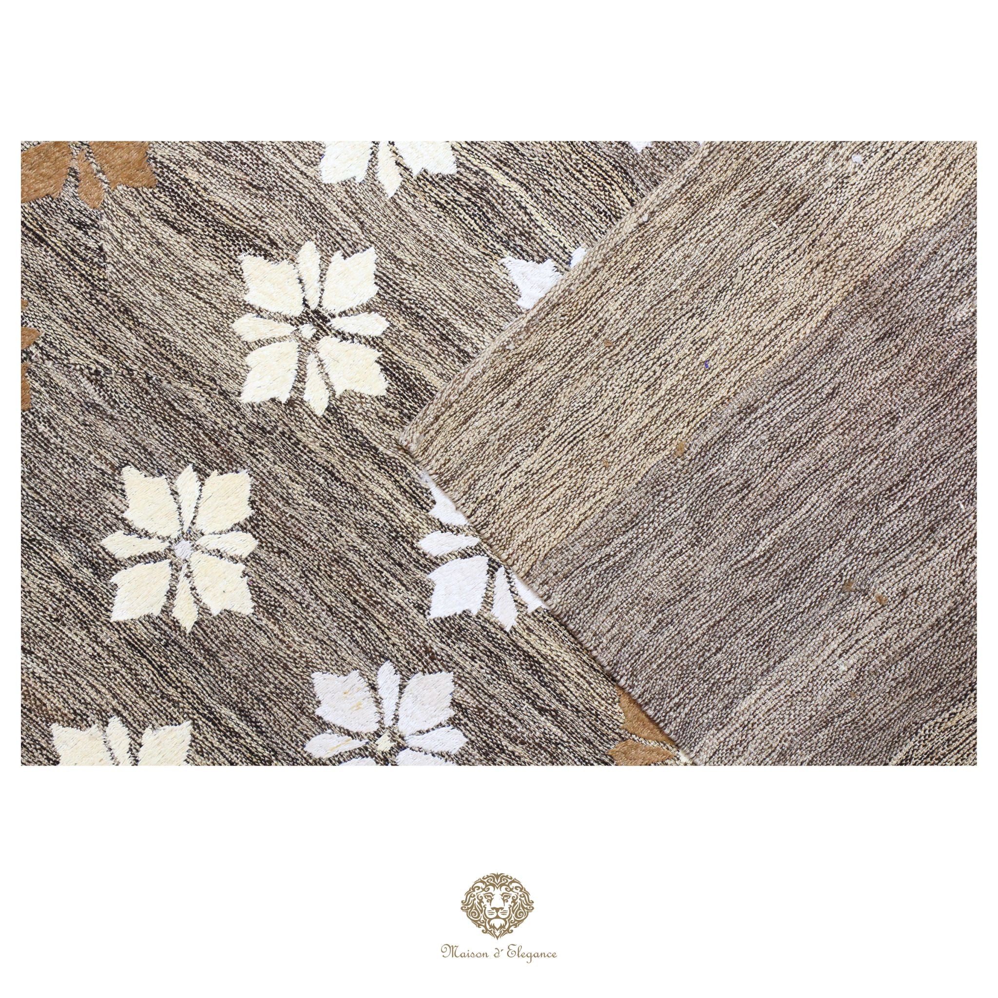 Kilim única moderna Tejido a Mano | Alfombra Plana de Lana y Seda con Tintes Naturales 272x344 cm