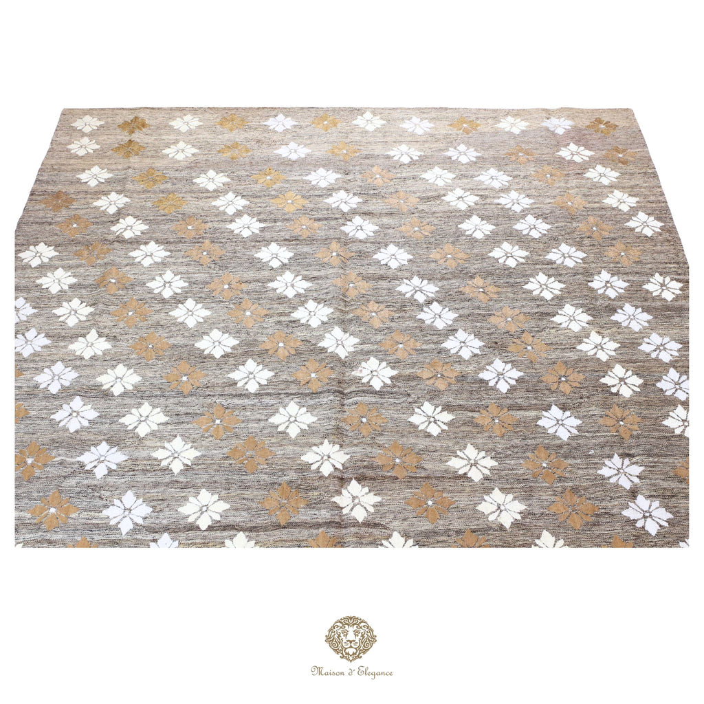 Kilim única moderna Tejido a Mano | Alfombra Plana de Lana y Seda con Tintes Naturales 272x344 cm