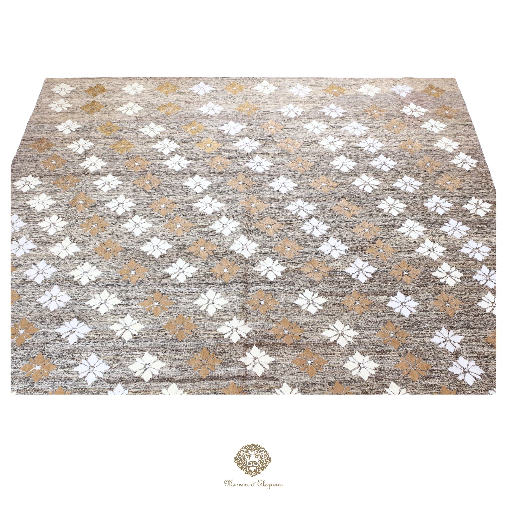 Kilim única moderna Tejido a Mano | Alfombra Plana de Lana y Seda con Tintes Naturales 272x344 cm