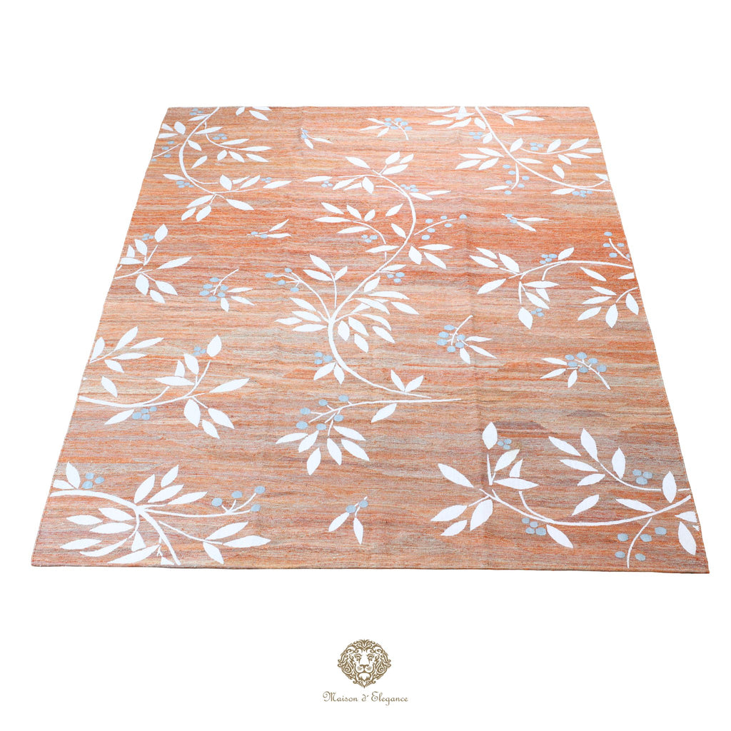 Kilim única moderna Tejido a Mano | Alfombra Plana de Lana y Seda con Tintes Naturales 215x292 cm