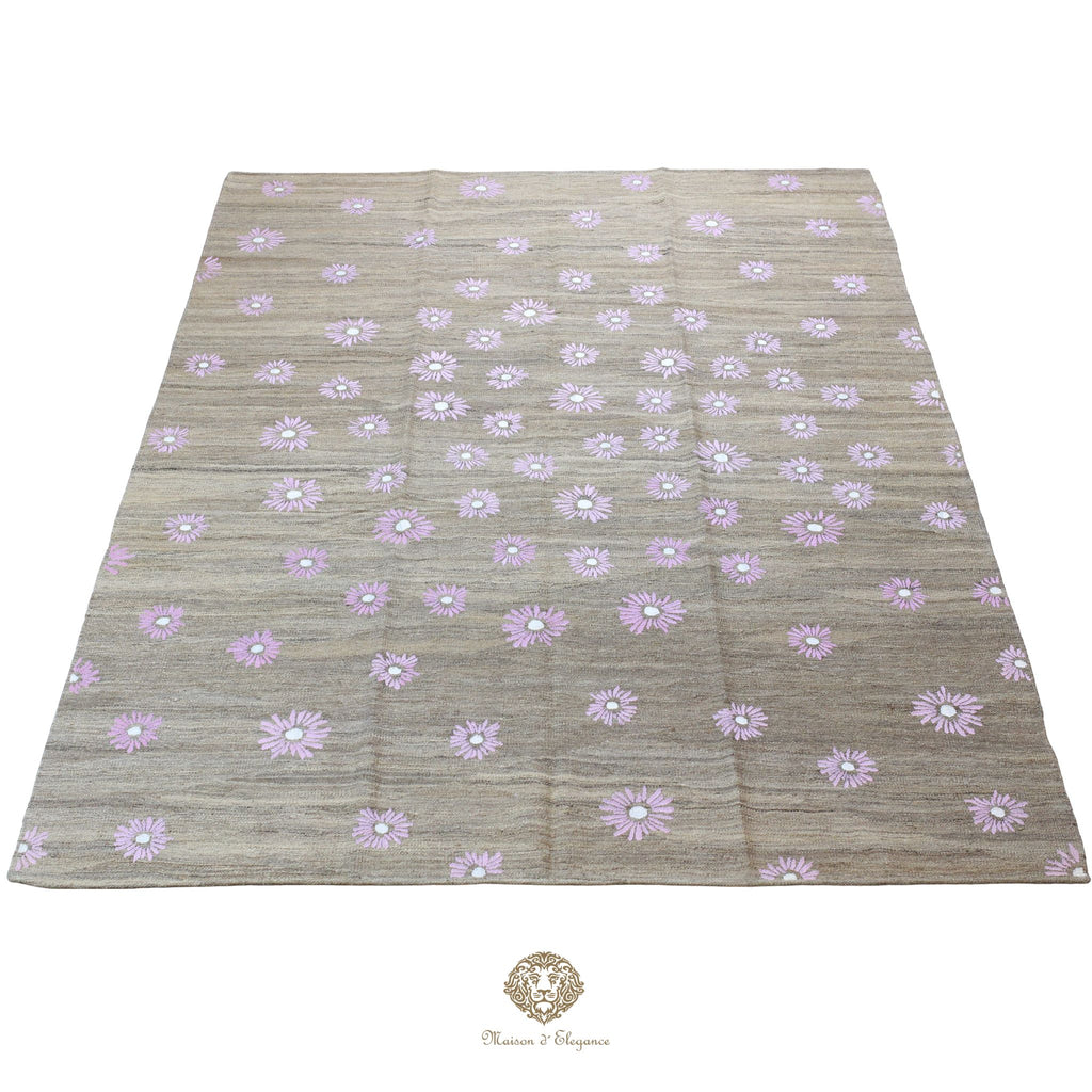 Kilim única moderna Tejido a Mano | Alfombra Plana de Lana y Seda con Tintes Naturales 209x295 cm