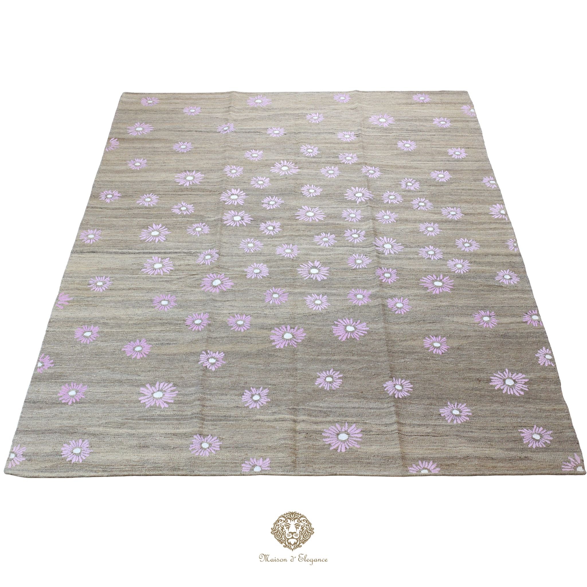 Kilim única moderna Tejido a Mano | Alfombra Plana de Lana y Seda con Tintes Naturales 209x295 cm