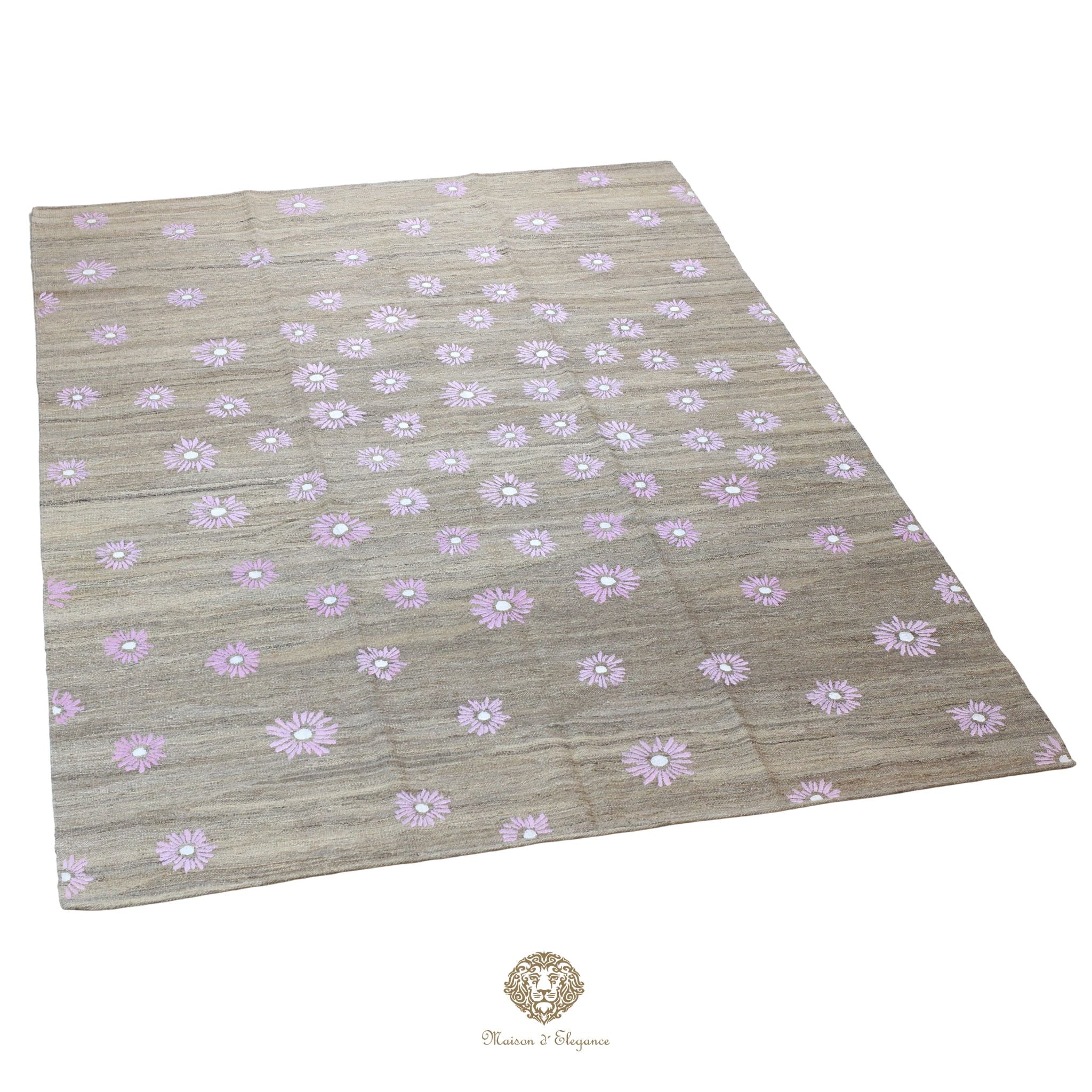 Kilim única moderna Tejido a Mano | Alfombra Plana de Lana y Seda con Tintes Naturales 209x295 cm