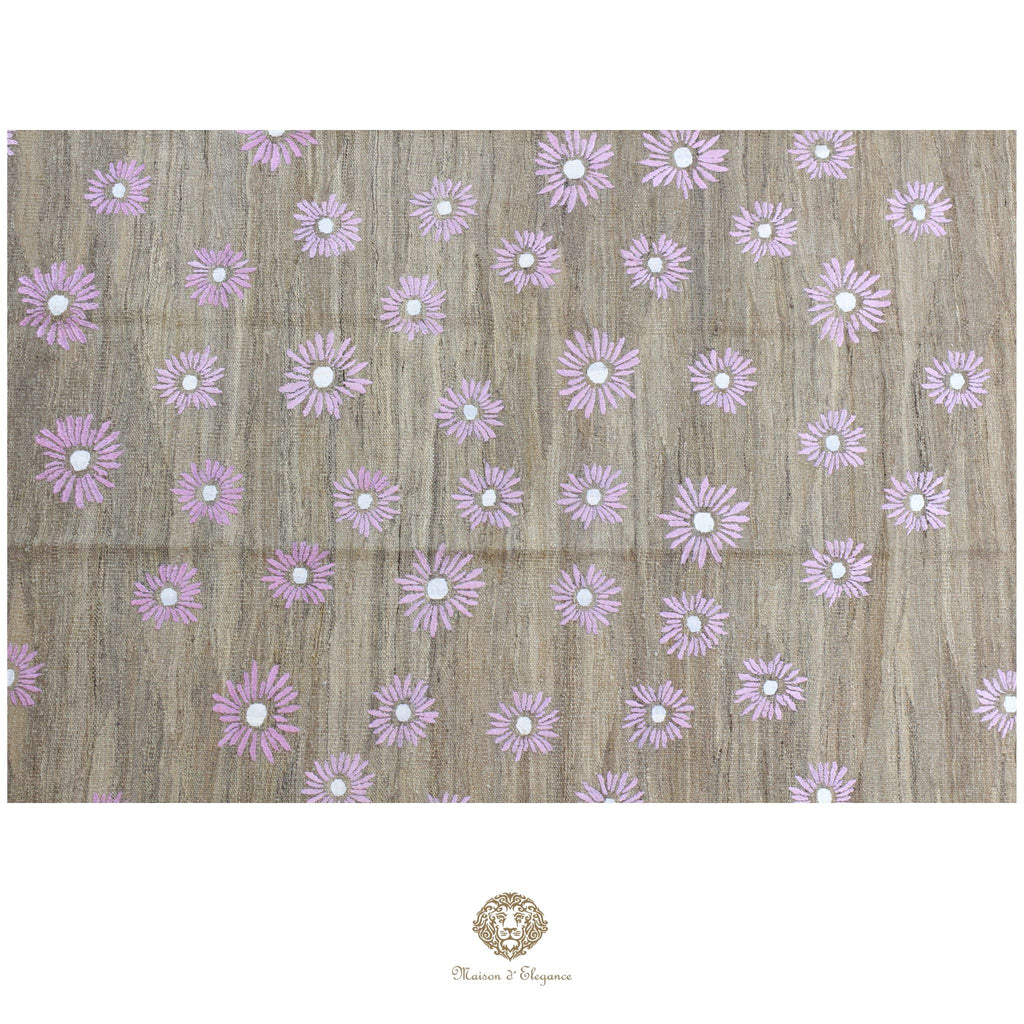 Kilim única moderna Tejido a Mano | Alfombra Plana de Lana y Seda con Tintes Naturales 209x295 cm
