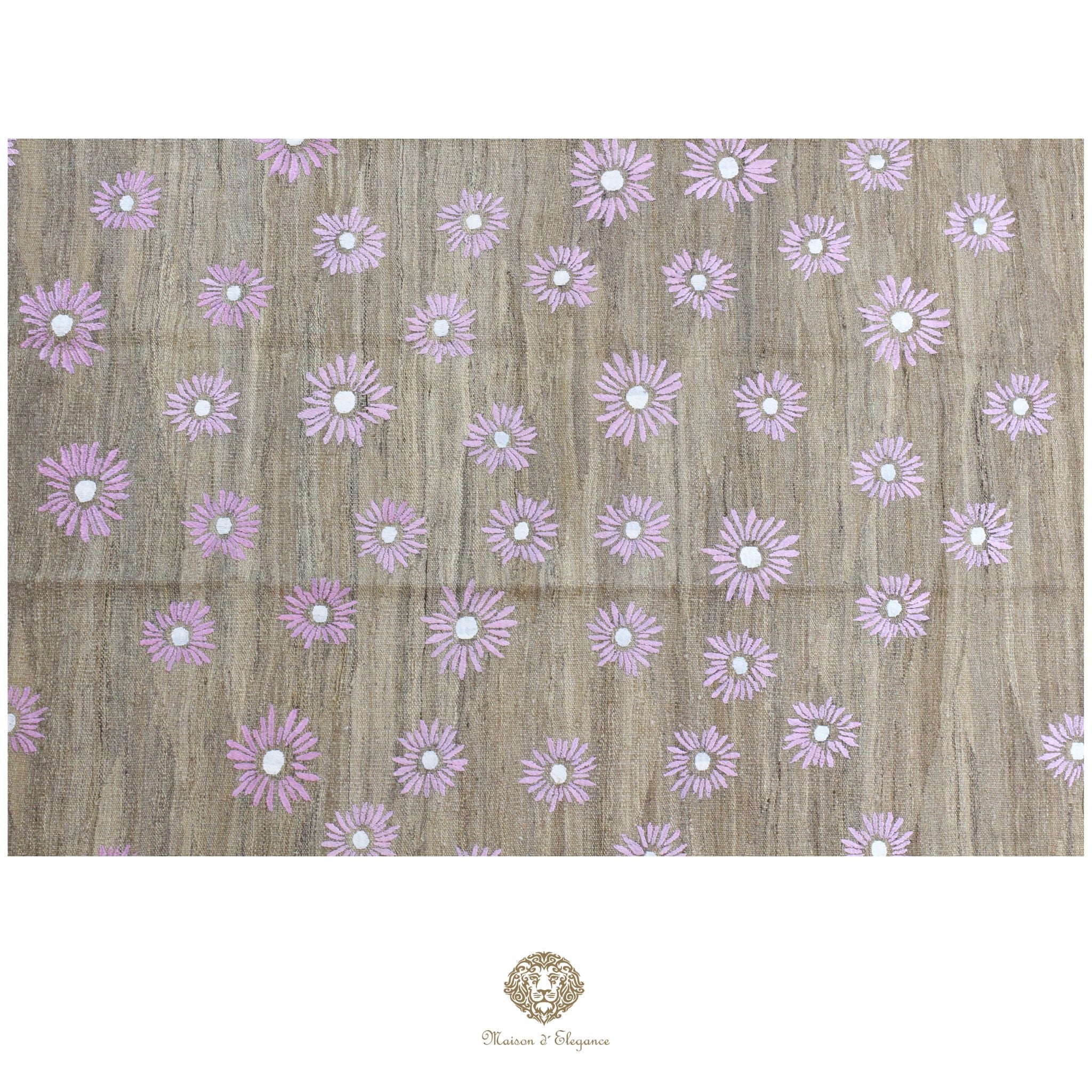 Kilim única moderna Tejido a Mano | Alfombra Plana de Lana y Seda con Tintes Naturales 209x295 cm