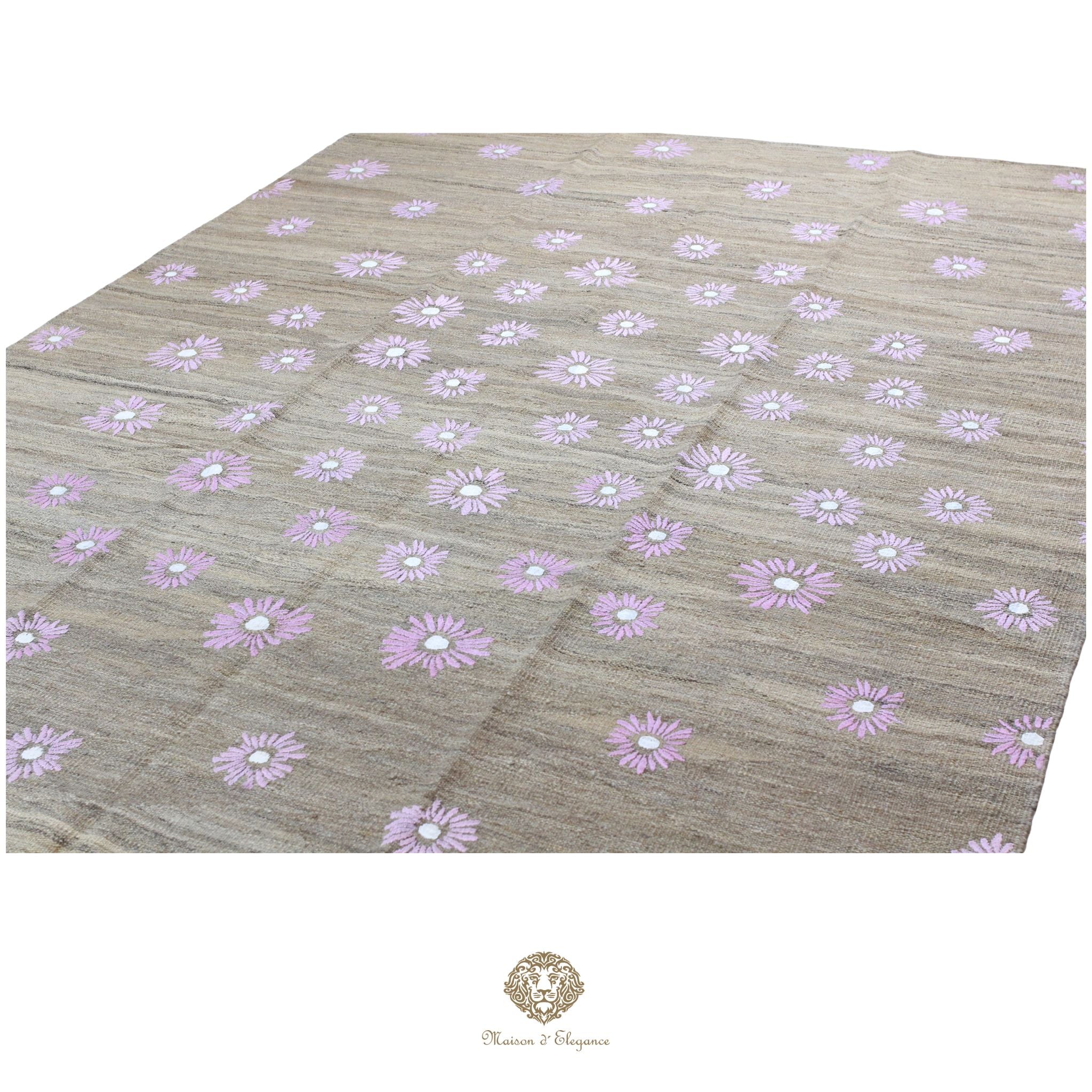 Kilim única moderna Tejido a Mano | Alfombra Plana de Lana y Seda con Tintes Naturales 209x295 cm