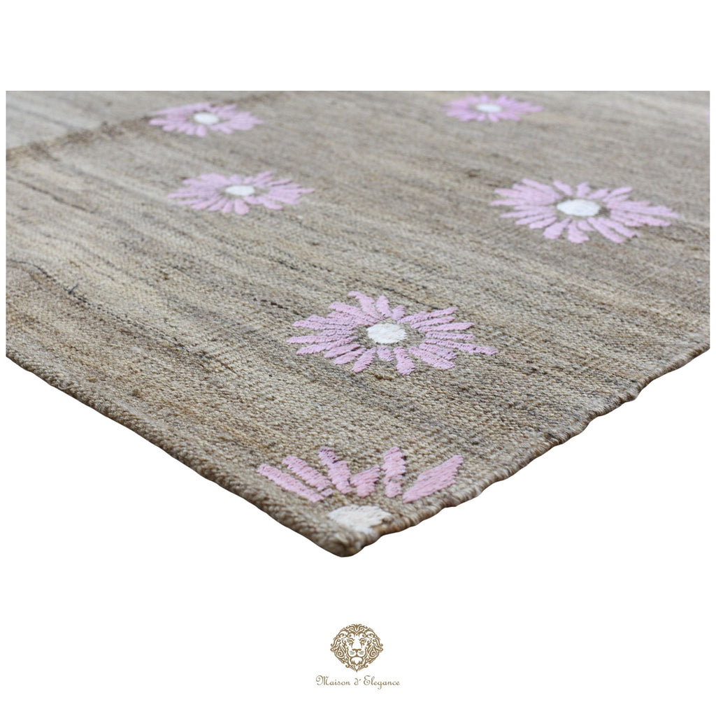 Kilim única moderna Tejido a Mano | Alfombra Plana de Lana y Seda con Tintes Naturales 209x295 cm