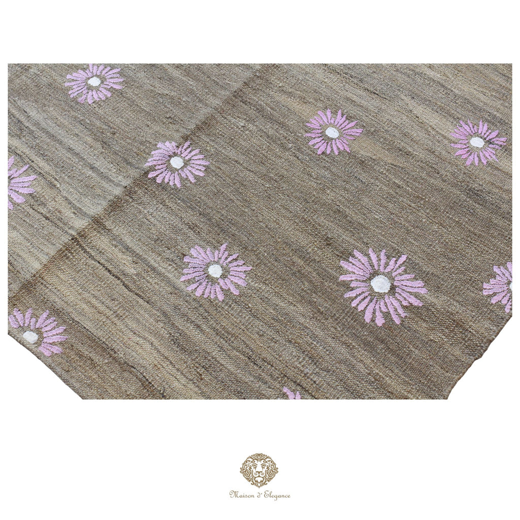 Kilim única moderna Tejido a Mano | Alfombra Plana de Lana y Seda con Tintes Naturales 209x295 cm