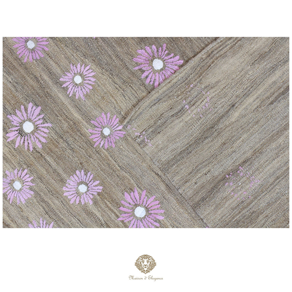 Kilim única moderna Tejido a Mano | Alfombra Plana de Lana y Seda con Tintes Naturales 209x295 cm
