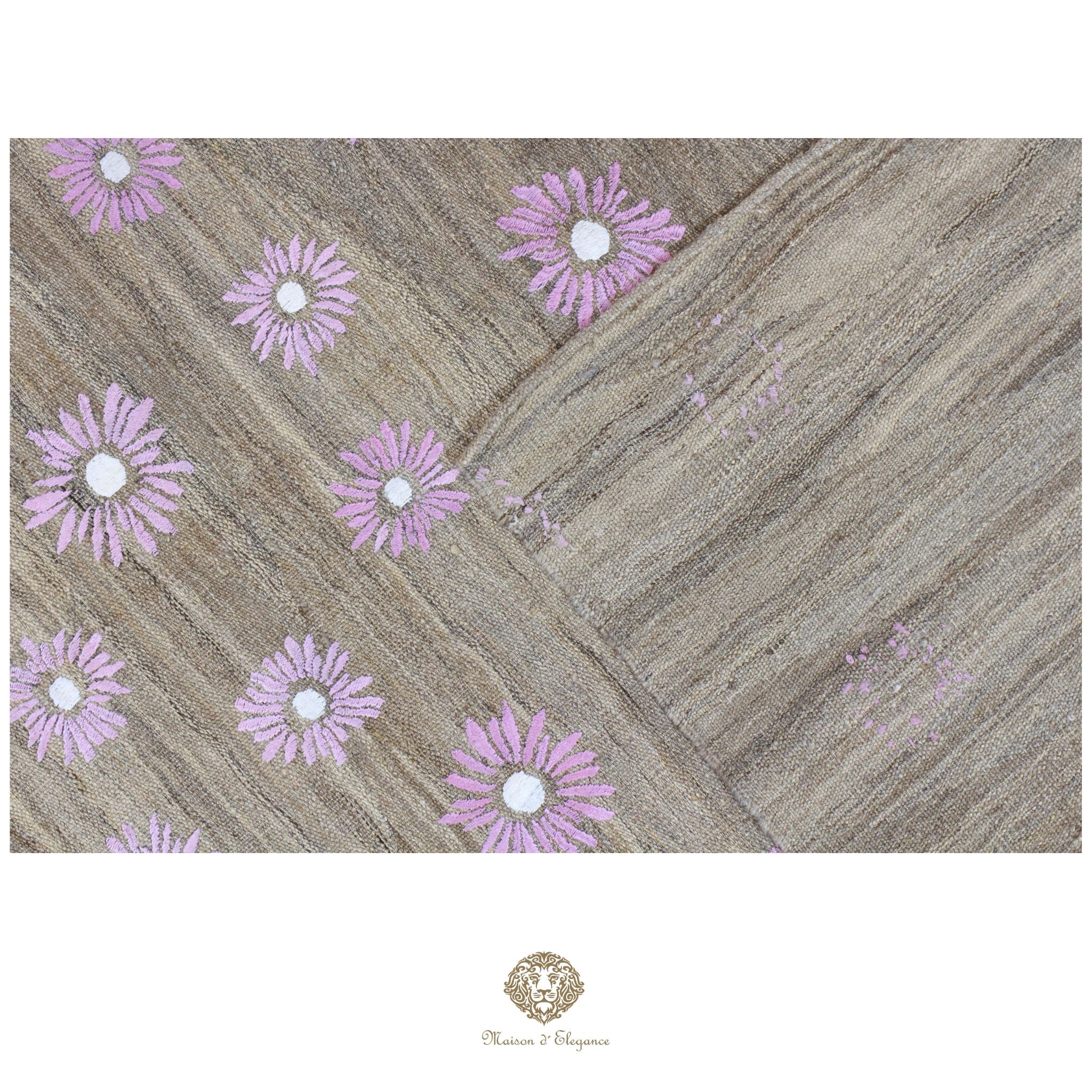 Kilim única moderna Tejido a Mano | Alfombra Plana de Lana y Seda con Tintes Naturales 209x295 cm