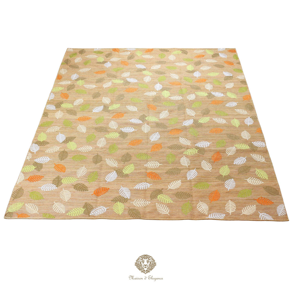 Kilim única moderna Tejido a Mano | Alfombra Plana de Lana y Seda con Tintes Naturales 230x313 cm