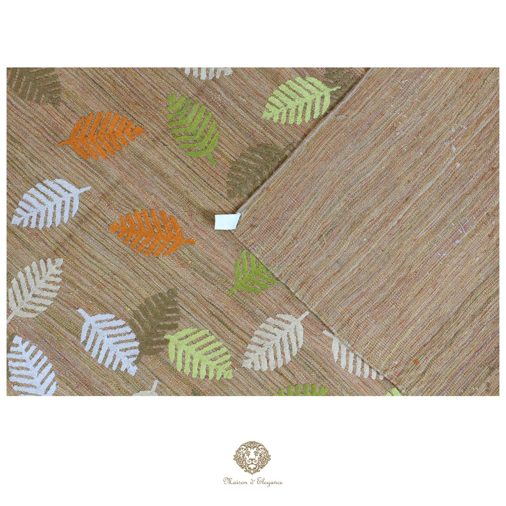Kilim única moderna Tejido a Mano | Alfombra Plana de Lana y Seda con Tintes Naturales 230x313 cm